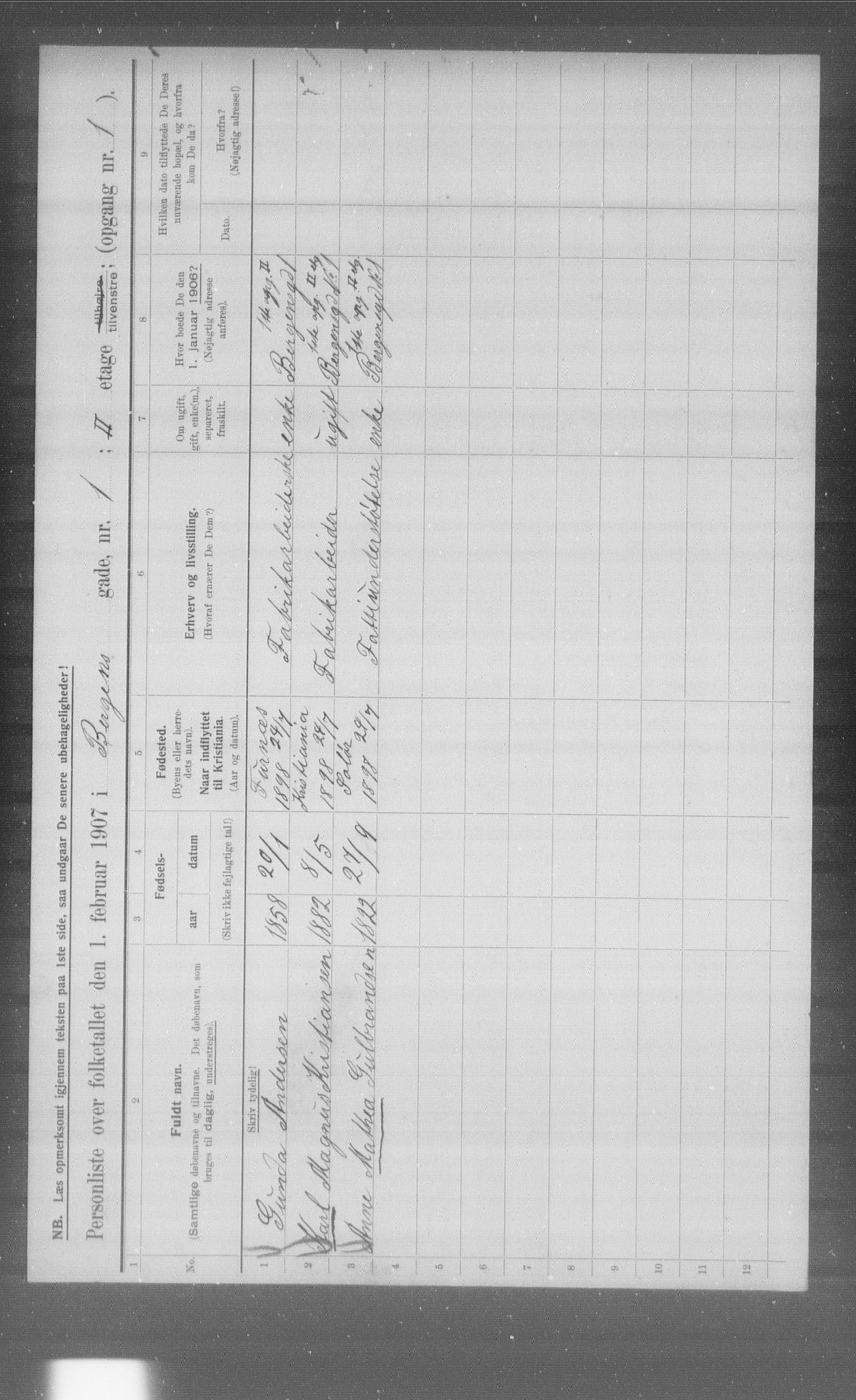 OBA, Kommunal folketelling 1.2.1907 for Kristiania kjøpstad, 1907, s. 2030