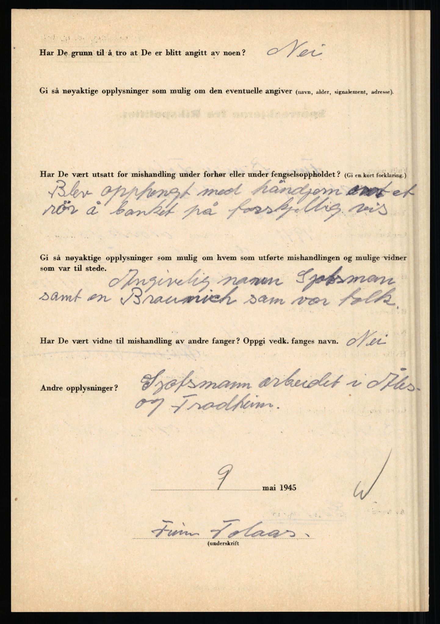 Rikspolitisjefen, AV/RA-S-1560/L/L0017: Tidemann, Hermann G. - Veum, Tjostolv, 1940-1945, s. 112