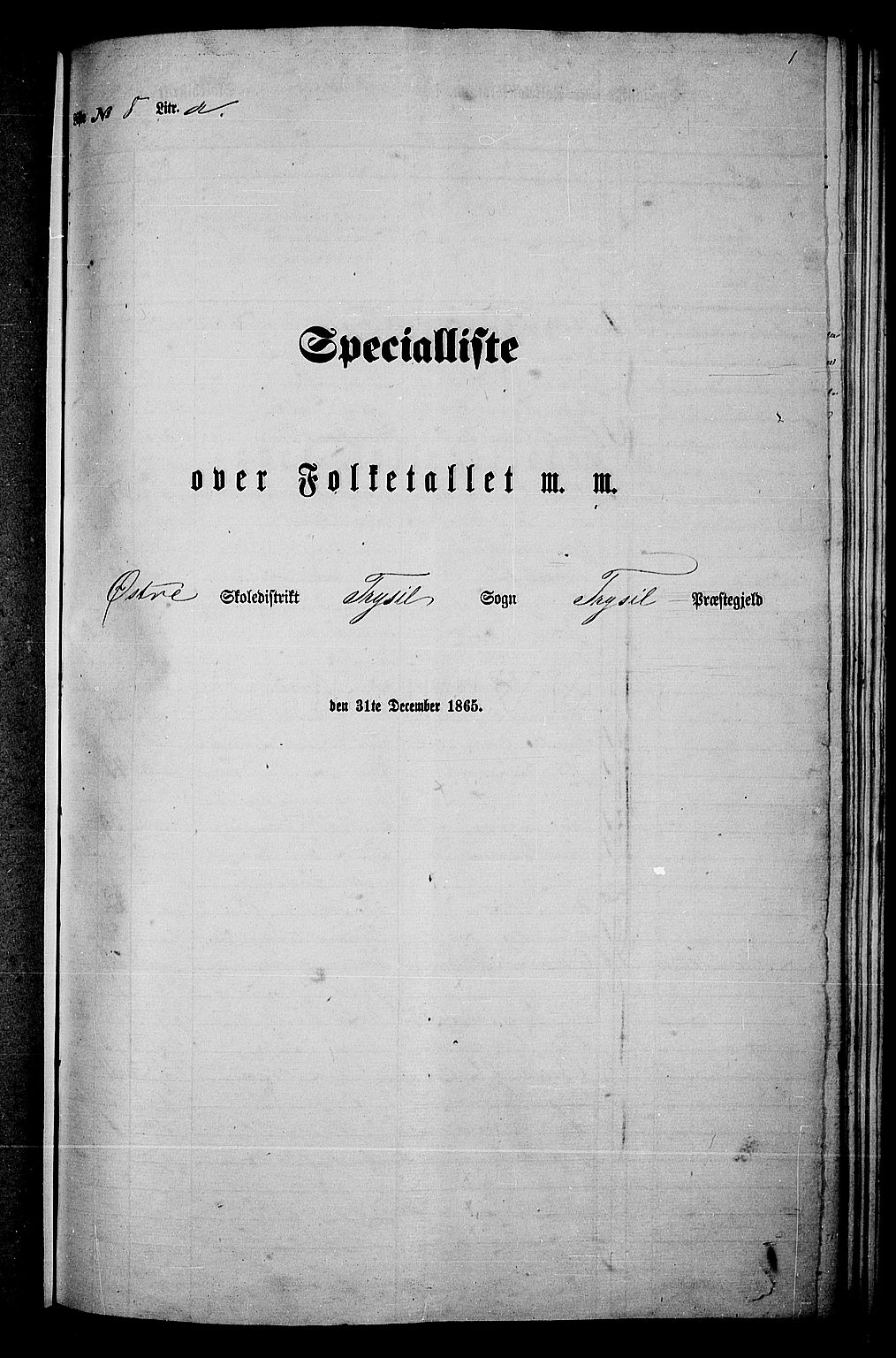 RA, Folketelling 1865 for 0428P Trysil prestegjeld, 1865, s. 127