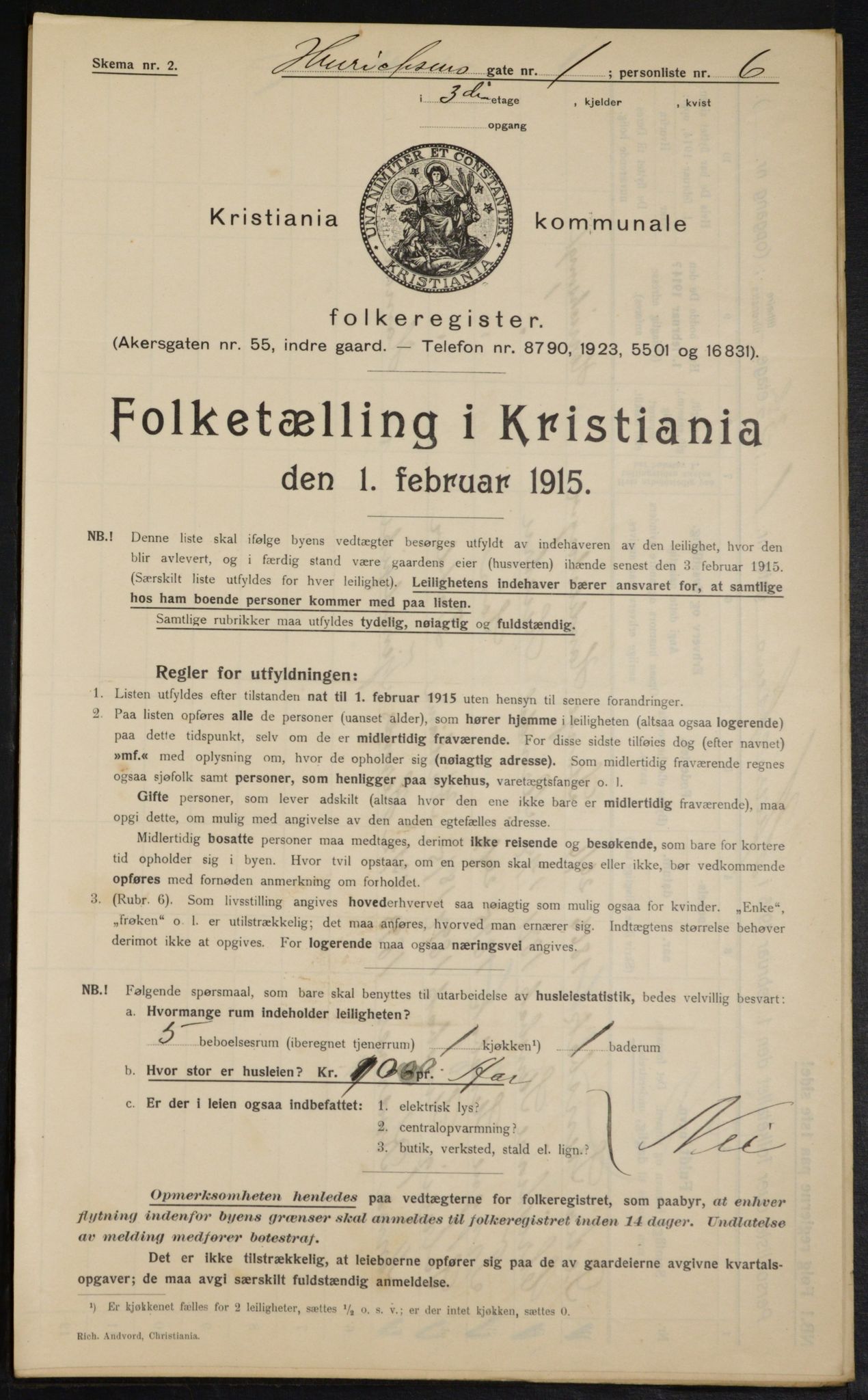 OBA, Kommunal folketelling 1.2.1915 for Kristiania, 1915, s. 38074