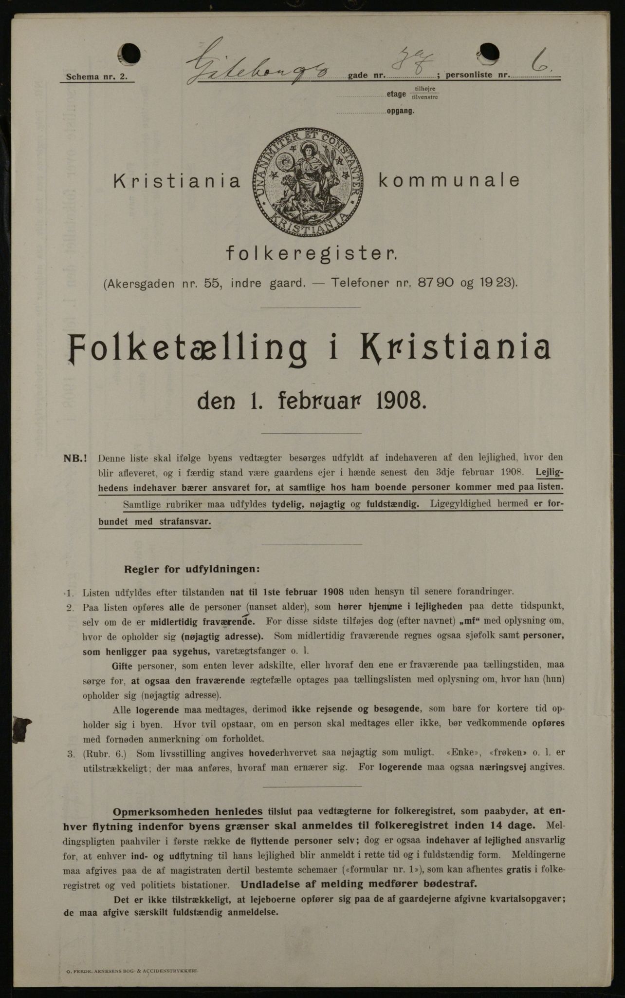 OBA, Kommunal folketelling 1.2.1908 for Kristiania kjøpstad, 1908, s. 29999
