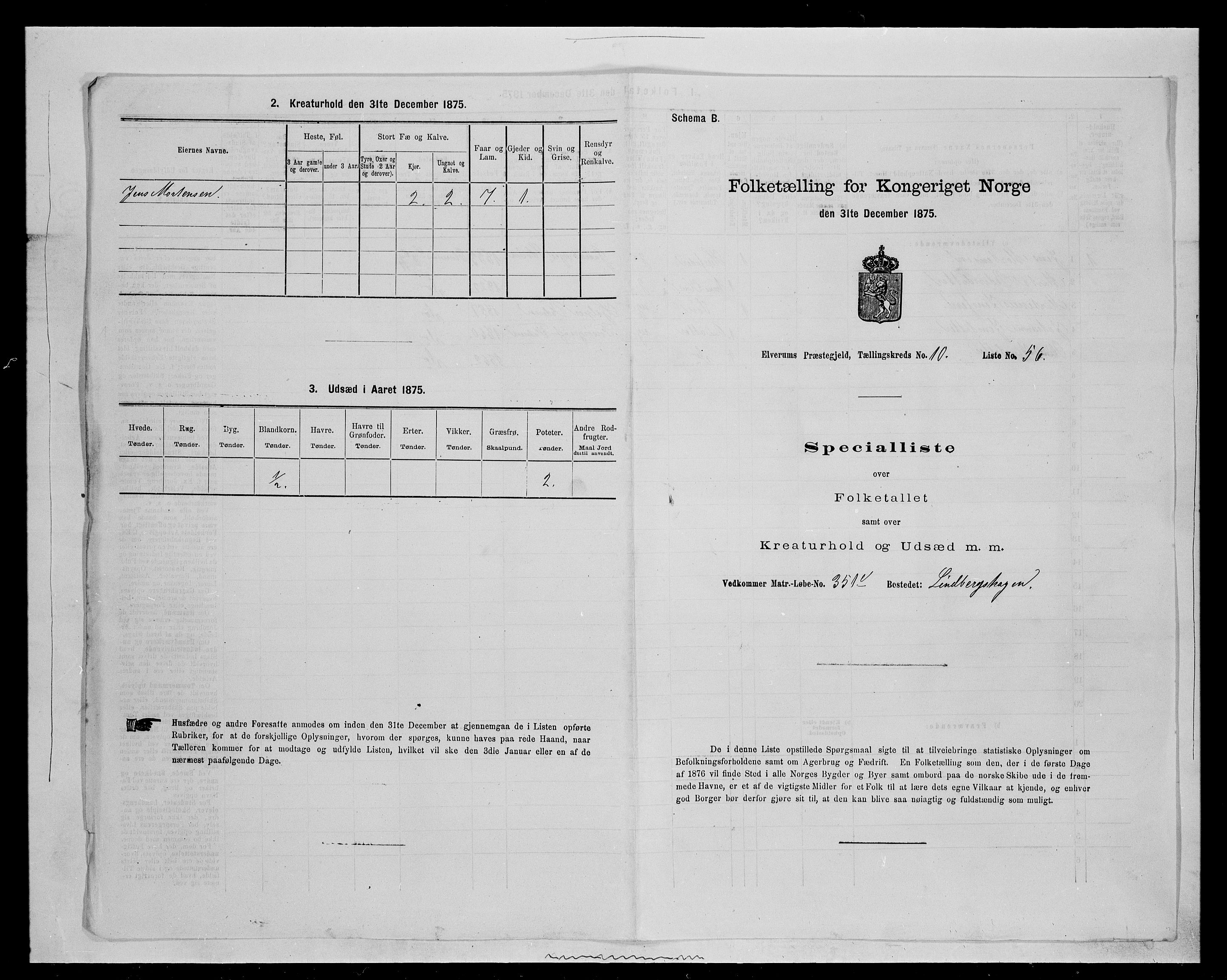 SAH, Folketelling 1875 for 0427P Elverum prestegjeld, 1875, s. 2158