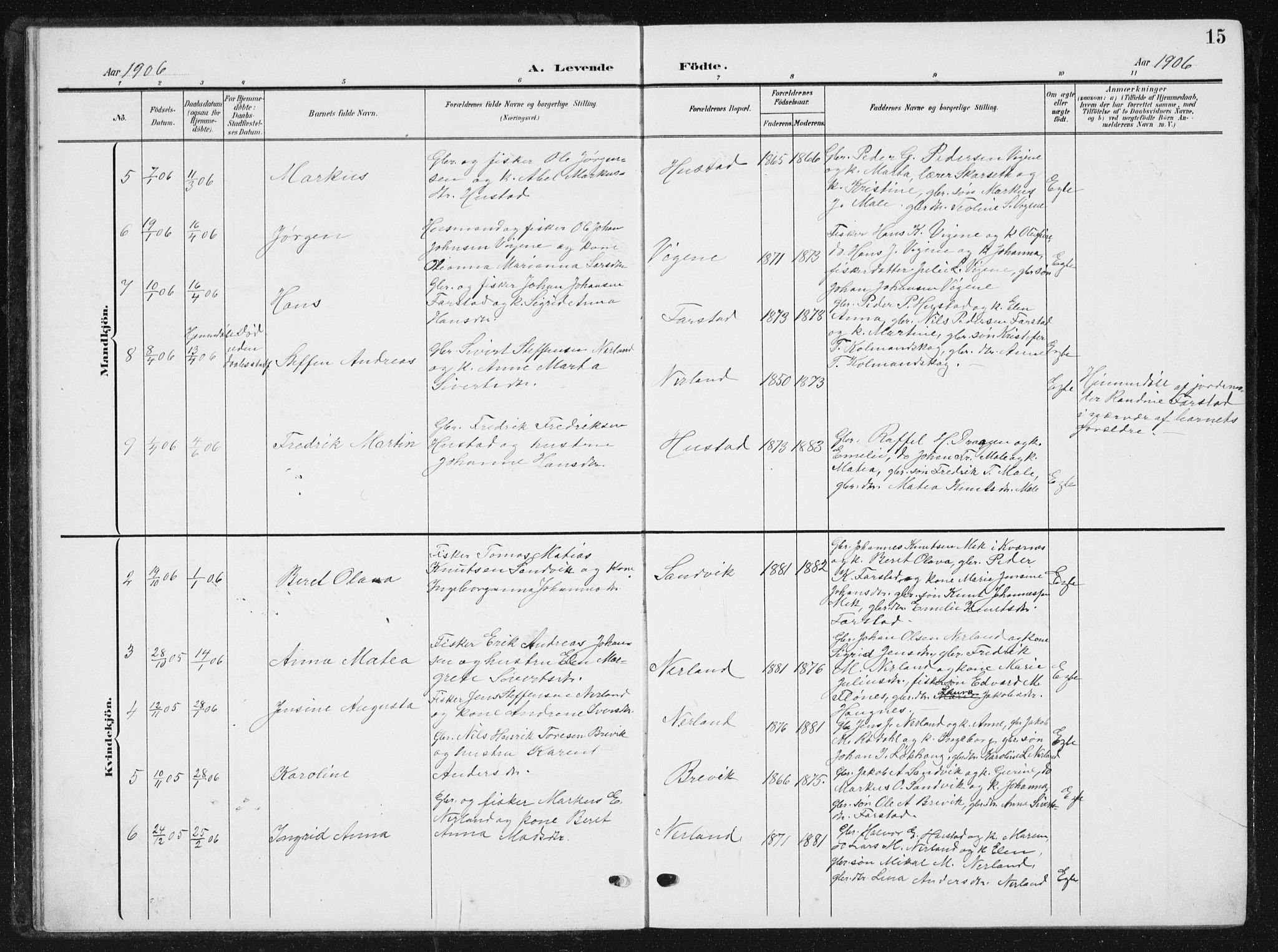 Ministerialprotokoller, klokkerbøker og fødselsregistre - Møre og Romsdal, AV/SAT-A-1454/567/L0784: Klokkerbok nr. 567C04, 1903-1938, s. 15