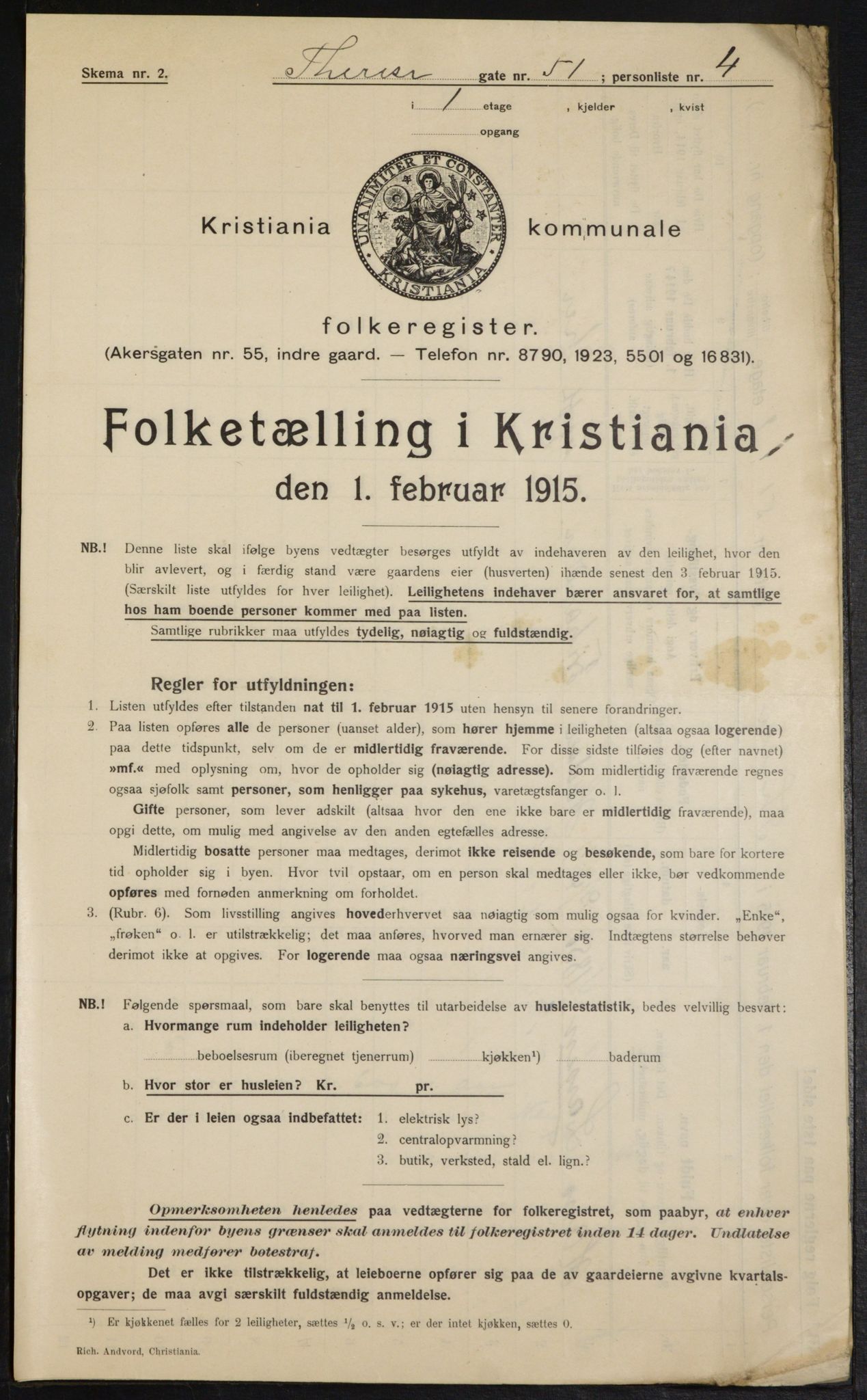 OBA, Kommunal folketelling 1.2.1915 for Kristiania, 1915, s. 109036