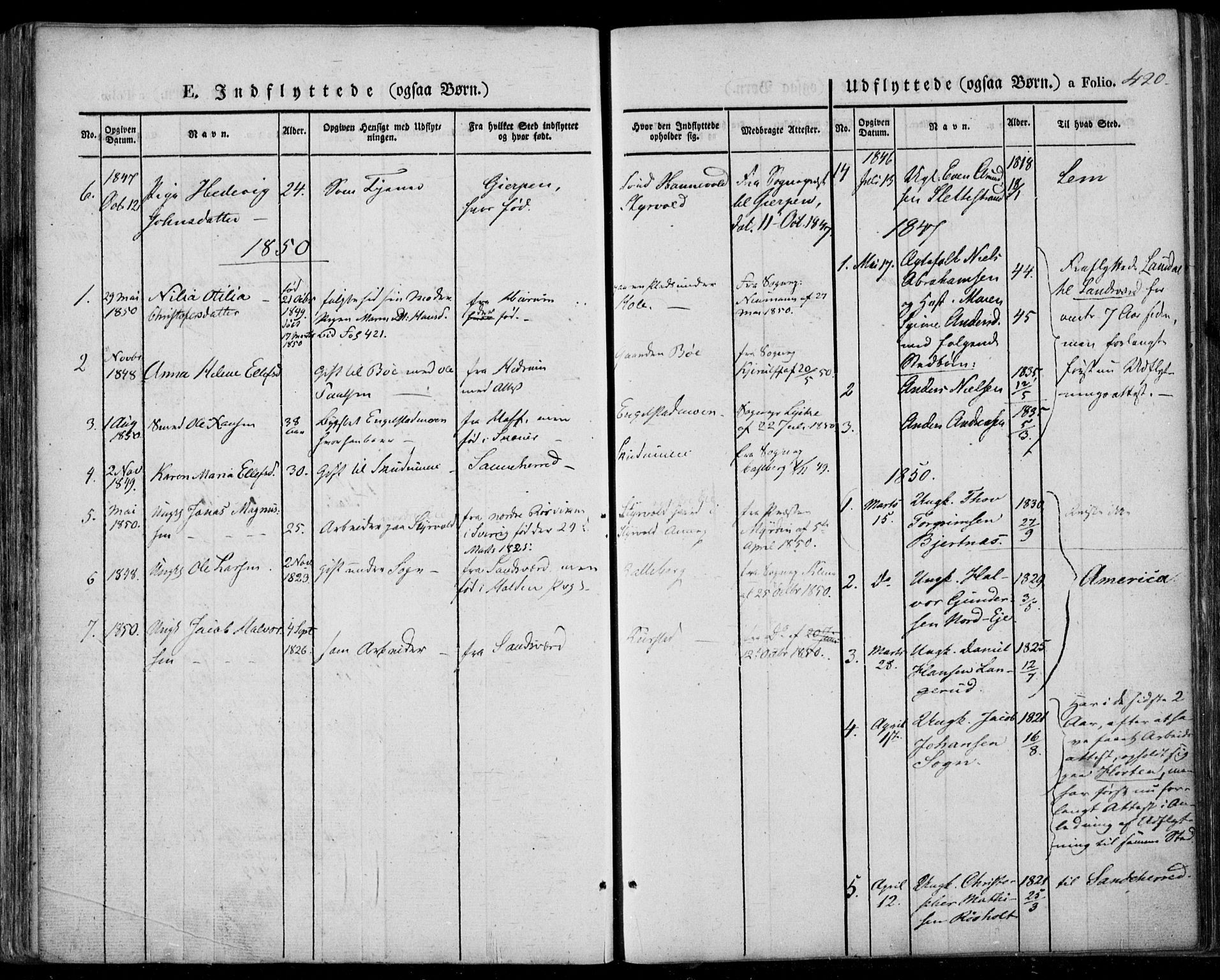 Lardal kirkebøker, AV/SAKO-A-350/F/Fa/L0006: Ministerialbok nr. I 6, 1835-1860, s. 420