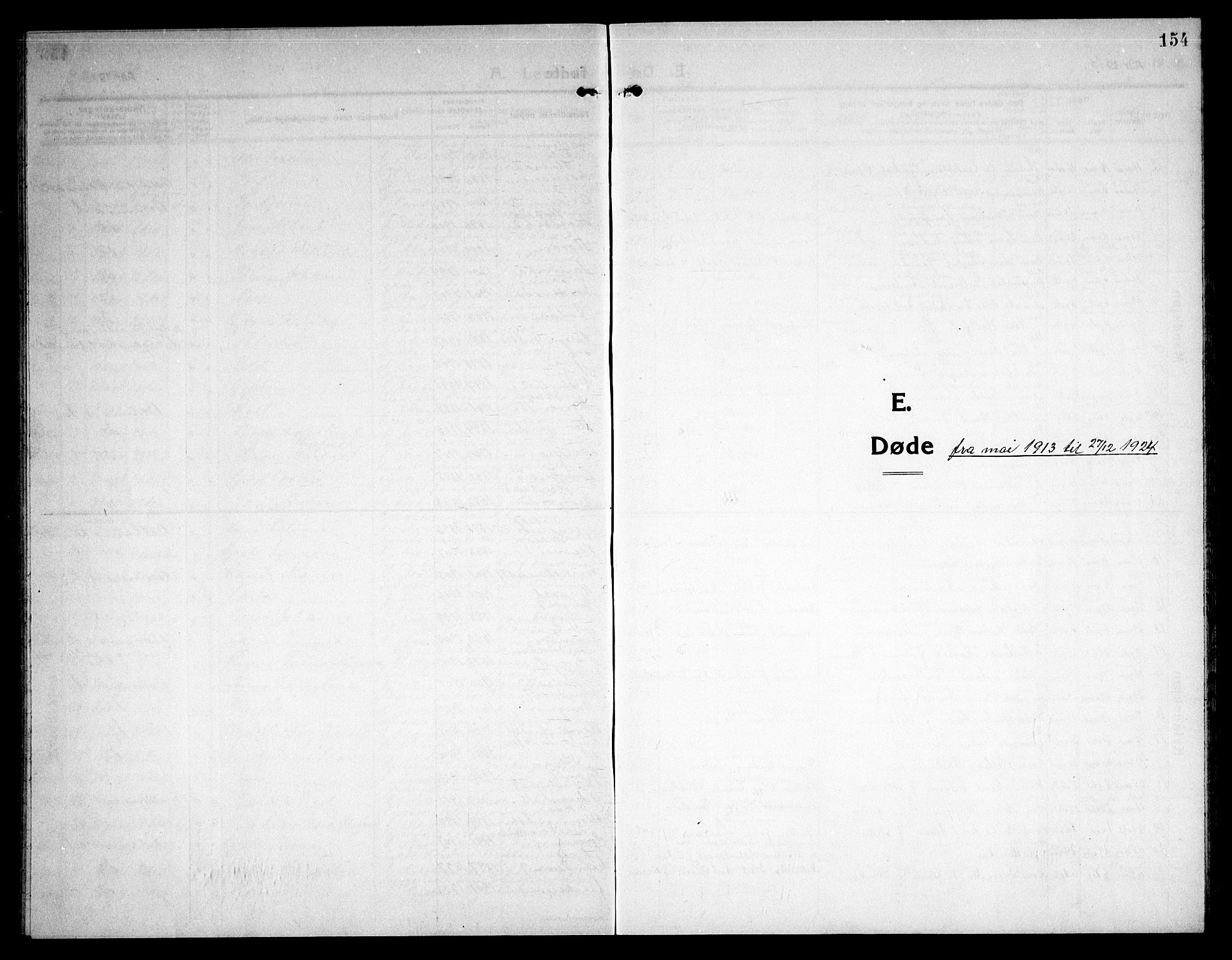 Østre Bærum prestekontor Kirkebøker, AV/SAO-A-10887/G/Ga/L0002: Klokkerbok nr. 2, 1912-1929, s. 154