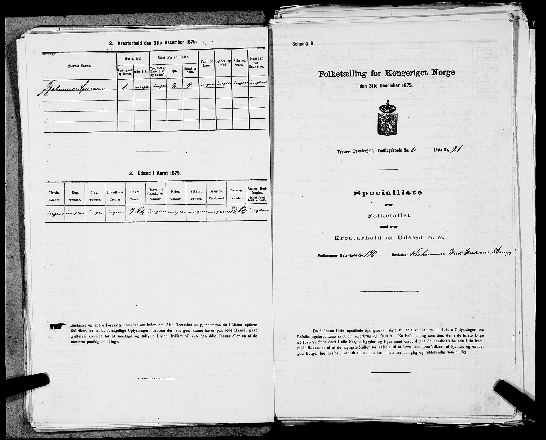 SAST, Folketelling 1875 for 1146P Tysvær prestegjeld, 1875, s. 692