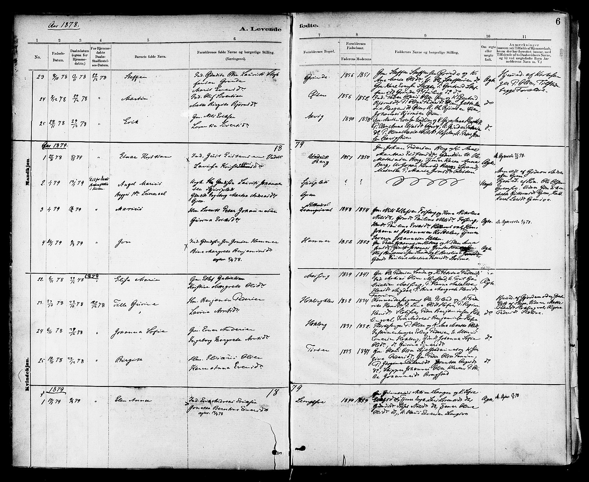 Ministerialprotokoller, klokkerbøker og fødselsregistre - Nord-Trøndelag, SAT/A-1458/714/L0130: Ministerialbok nr. 714A01, 1878-1895, s. 6