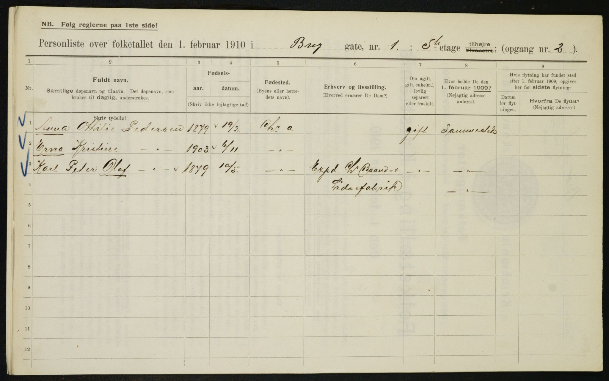 OBA, Kommunal folketelling 1.2.1910 for Kristiania, 1910, s. 9293