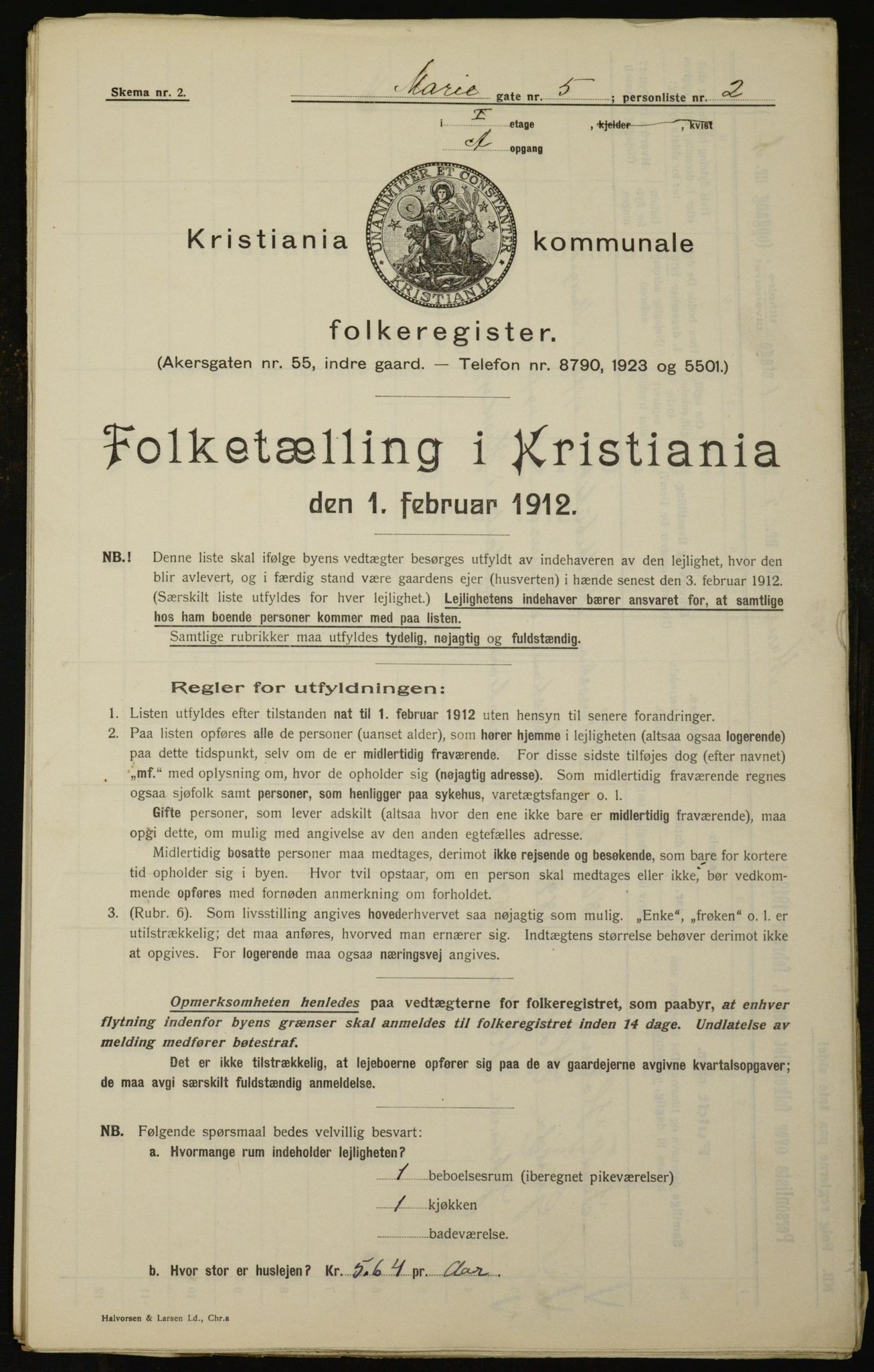 OBA, Kommunal folketelling 1.2.1912 for Kristiania, 1912, s. 63230