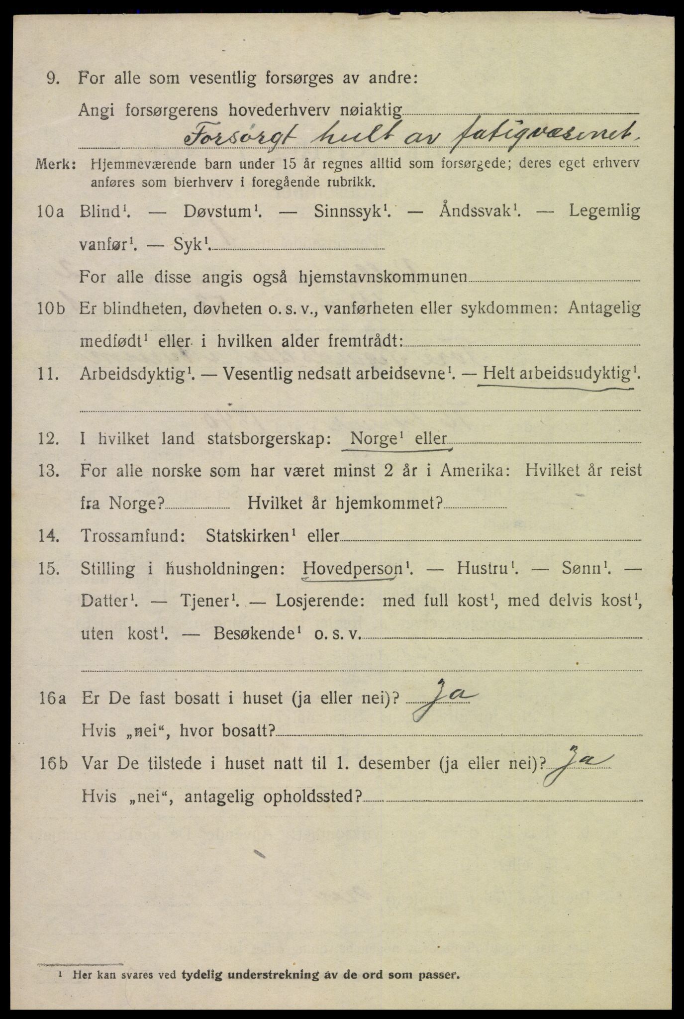 SAK, Folketelling 1920 for 0940 Valle herred, 1920, s. 1460