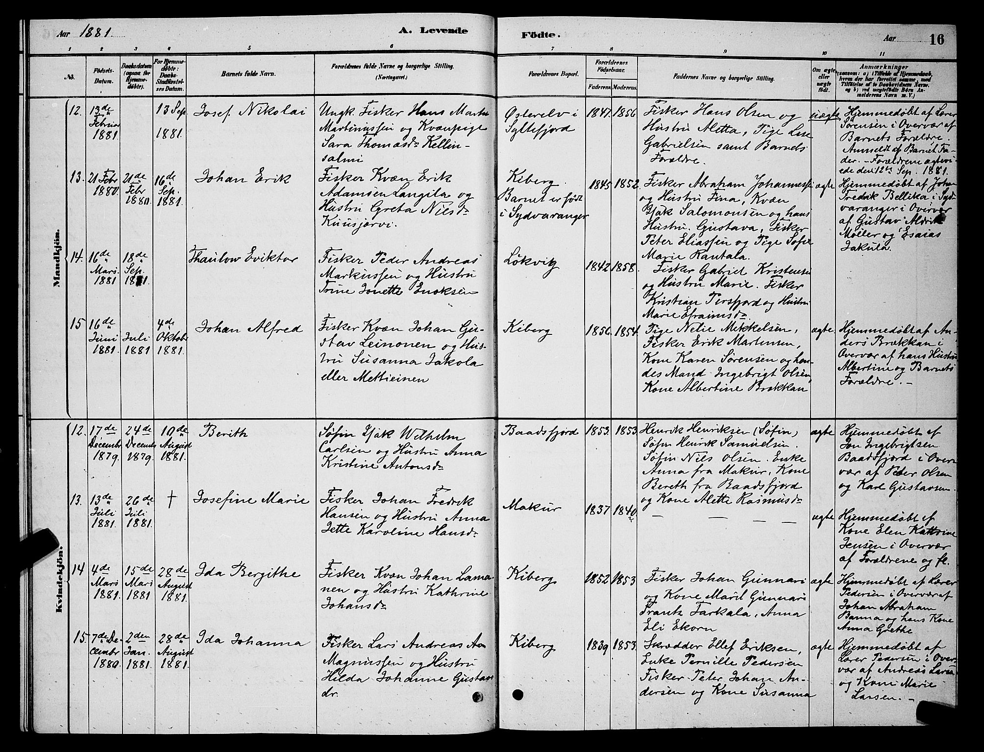 Vardø sokneprestkontor, AV/SATØ-S-1332/H/Hb/L0006klokker: Klokkerbok nr. 6, 1879-1887, s. 16