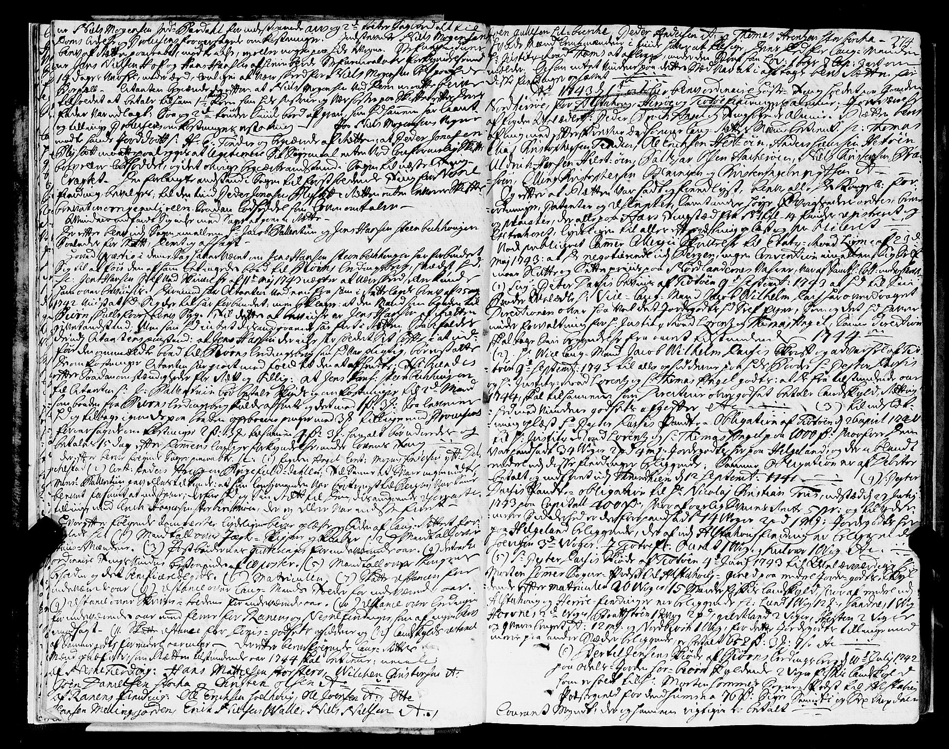 Helgeland sorenskriveri, AV/SAT-A-0004/1/1A/L0012: Tingbok 12B, 1743-1745, s. 273b-274a
