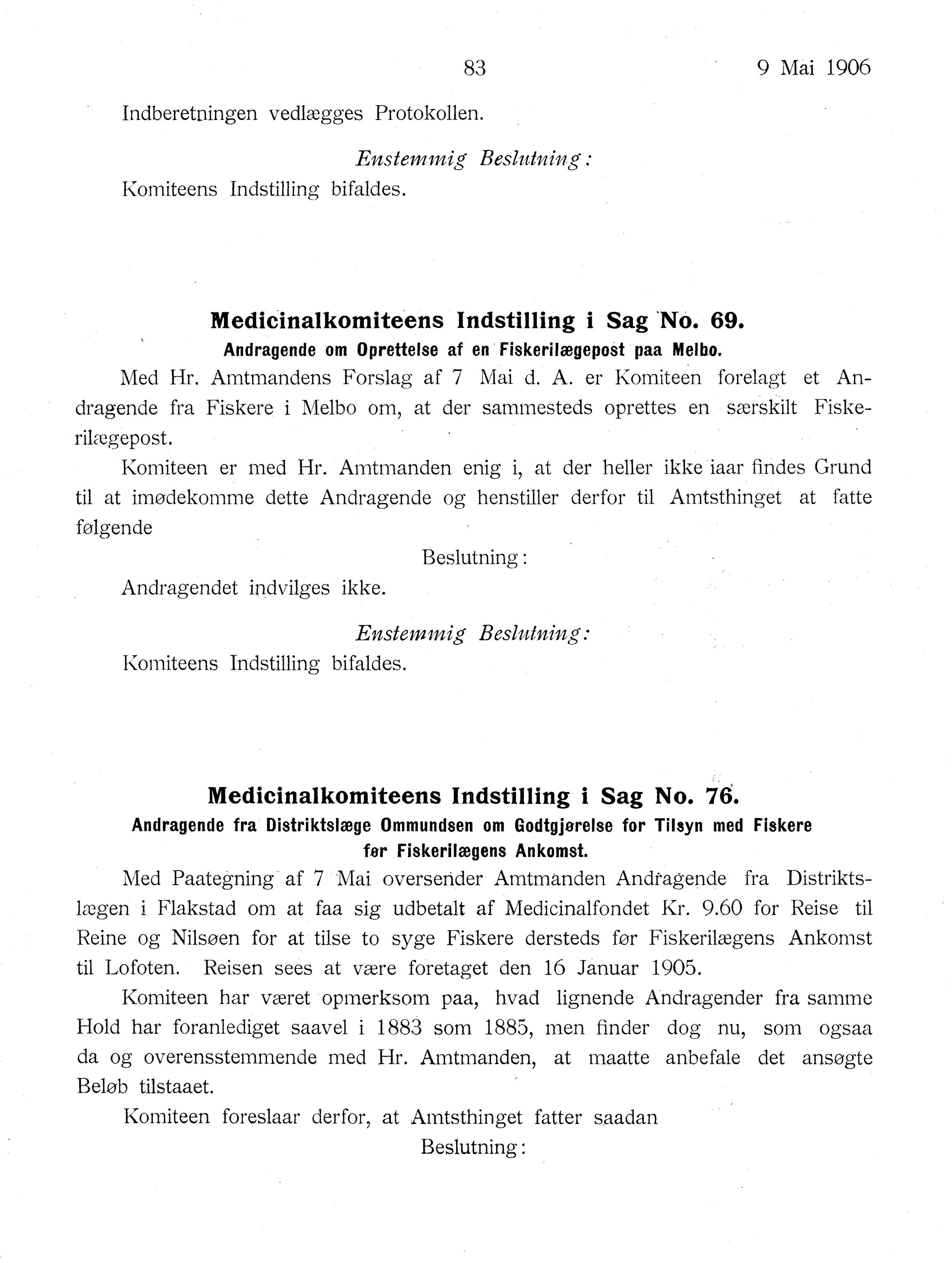 Nordland Fylkeskommune. Fylkestinget, AIN/NFK-17/176/A/Ac/L0029: Fylkestingsforhandlinger 1906, 1906