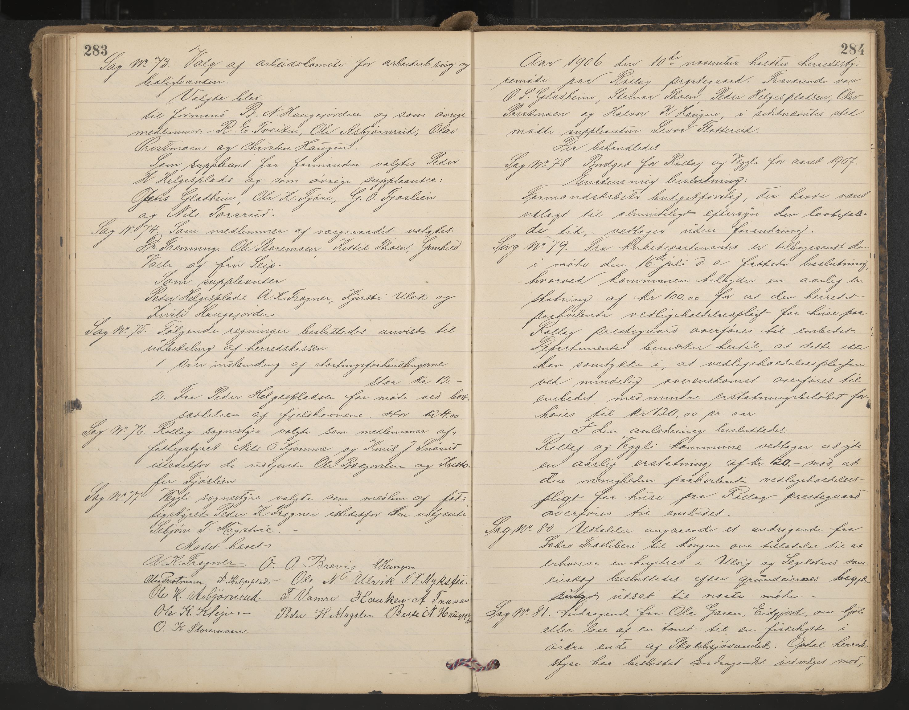 Rollag formannskap og sentraladministrasjon, IKAK/0632021-2/A/Aa/L0004: Møtebok, 1897-1909, s. 283-284