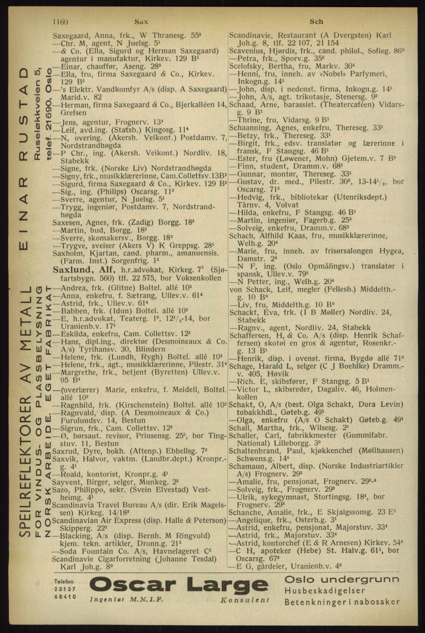 Kristiania/Oslo adressebok, PUBL/-, 1933, s. 1160