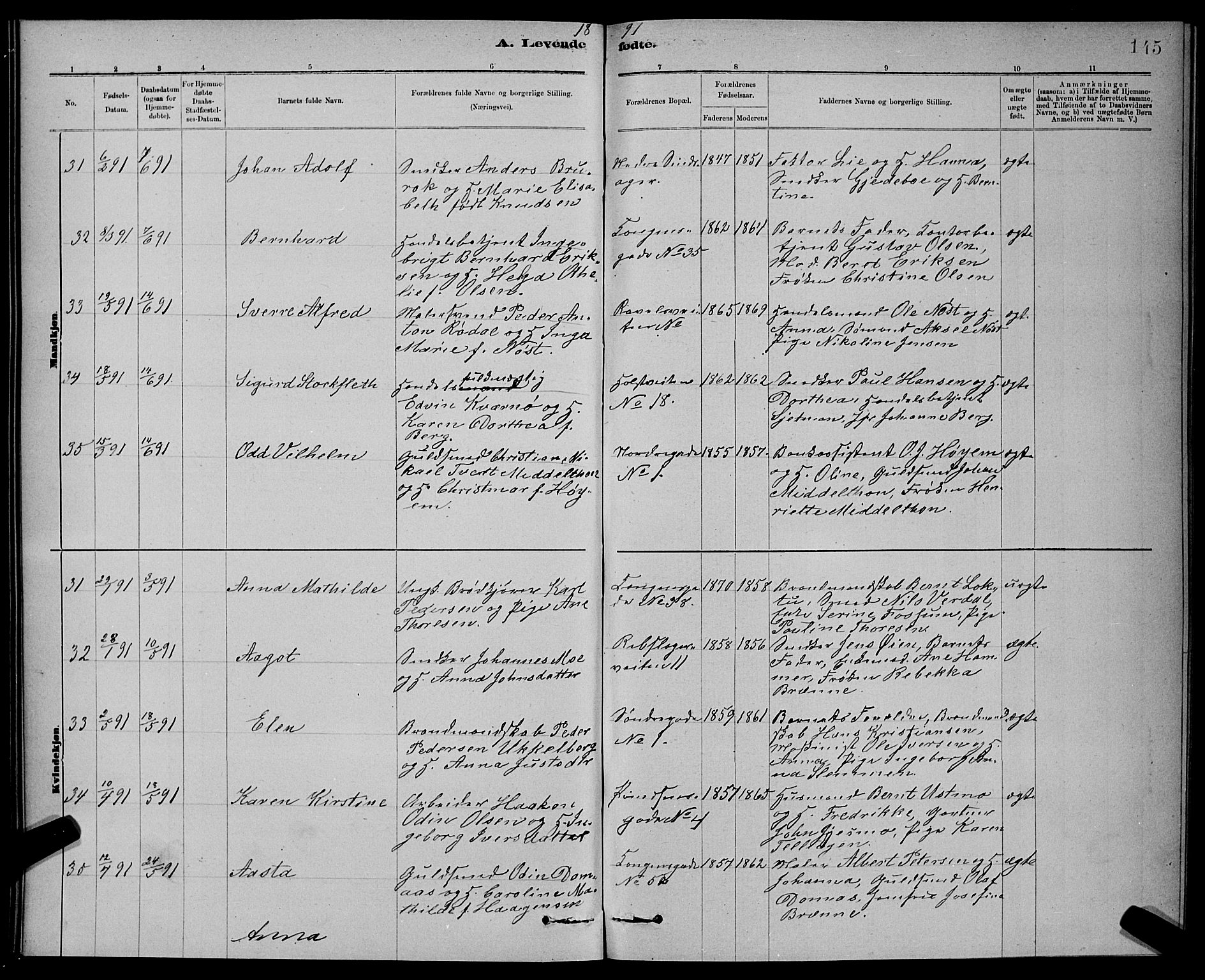 Ministerialprotokoller, klokkerbøker og fødselsregistre - Sør-Trøndelag, SAT/A-1456/601/L0092: Klokkerbok nr. 601C10, 1884-1897, s. 145