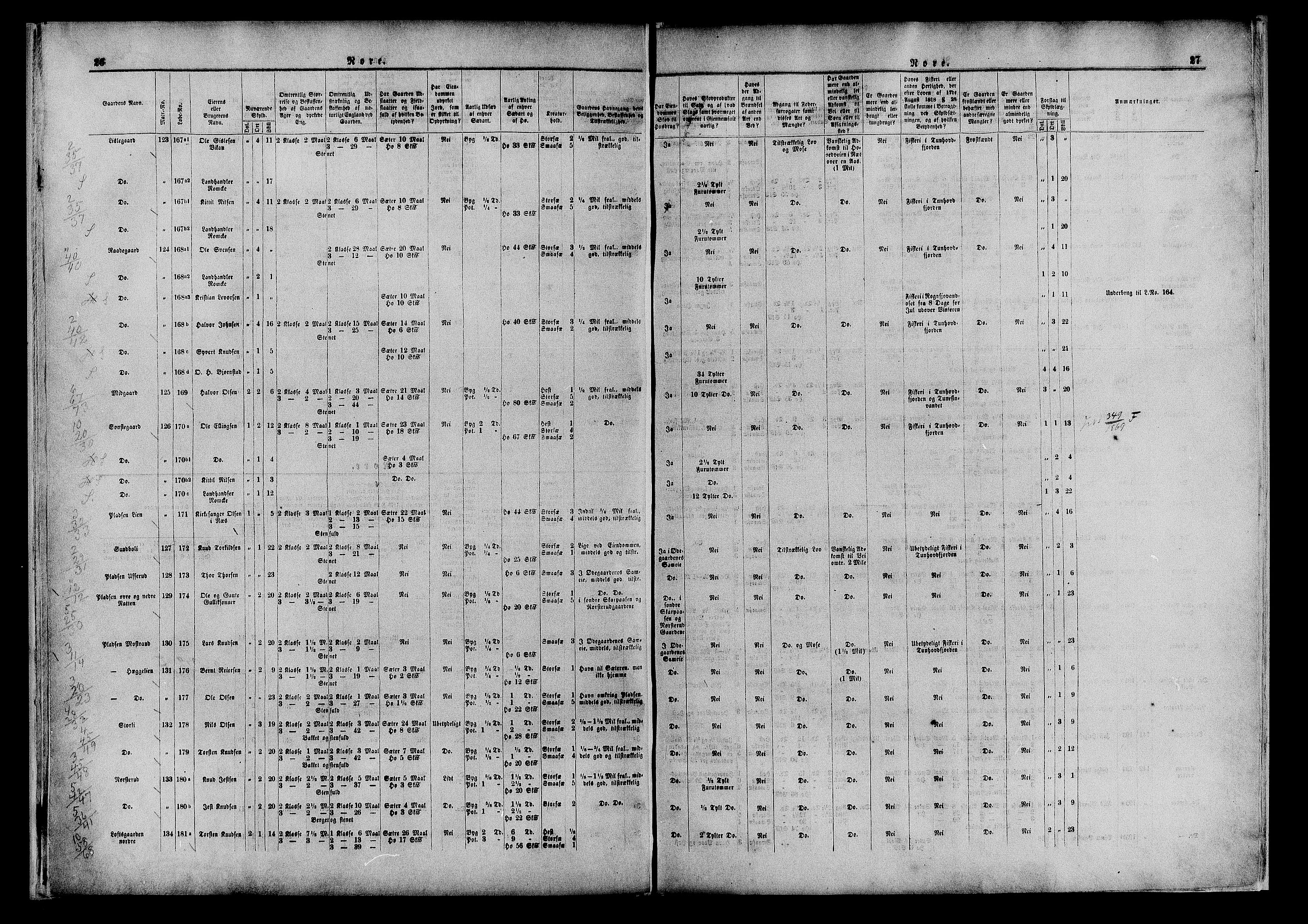 Matrikkelrevisjonen av 1863, AV/RA-S-1530/F/Fe/L0106/0002: Nore (Uvdal) / II. Med endringer av Herredskommisjonen, 1863