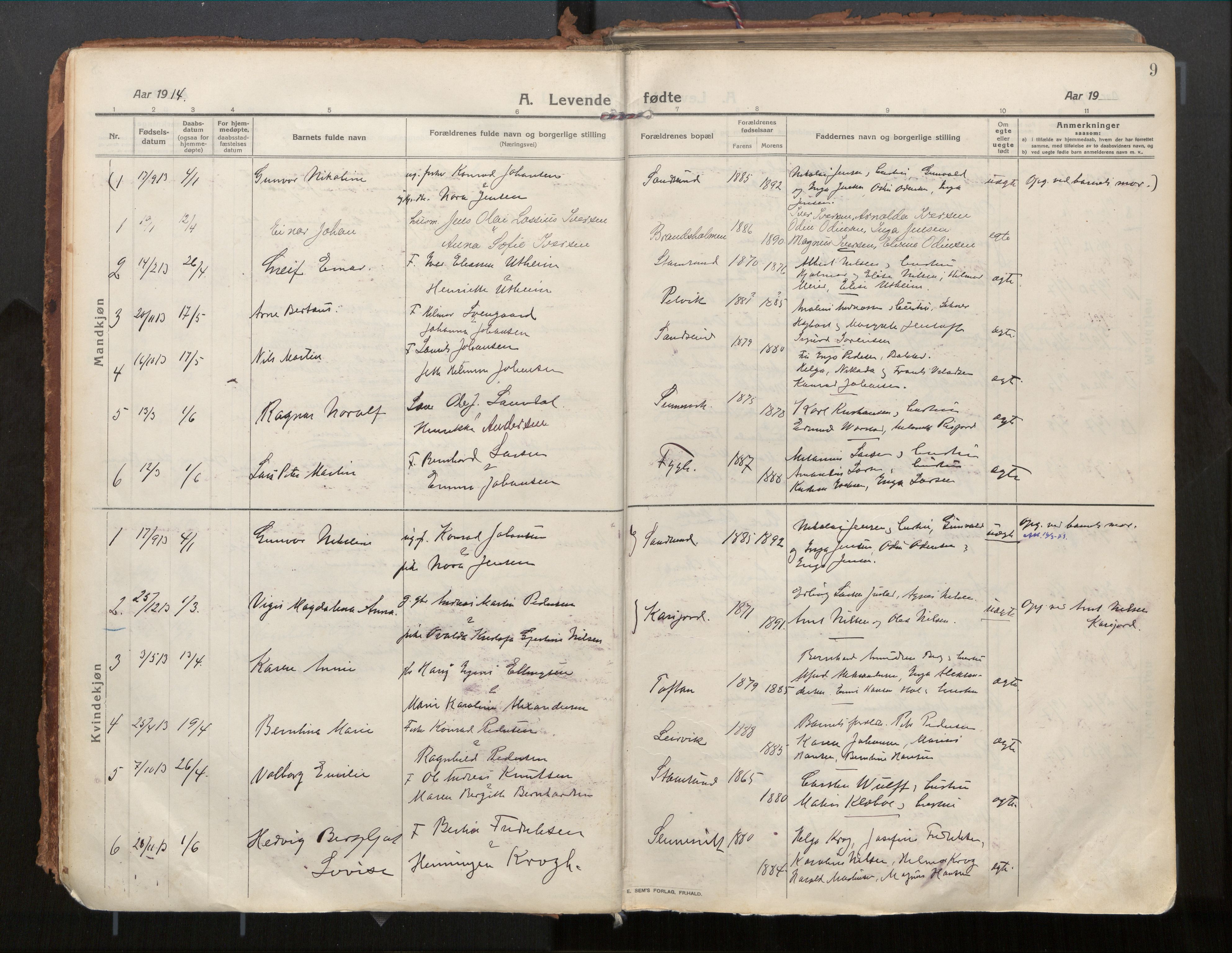 Ministerialprotokoller, klokkerbøker og fødselsregistre - Nordland, AV/SAT-A-1459/882/L1181: Ministerialbok nr. 882A03, 1913-1937, s. 9