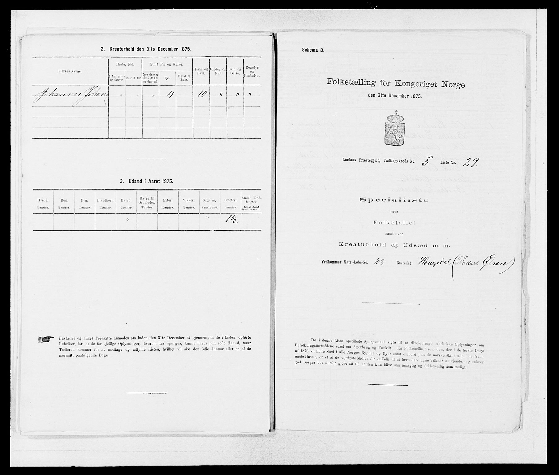 SAB, Folketelling 1875 for 1263P Lindås prestegjeld, 1875, s. 448