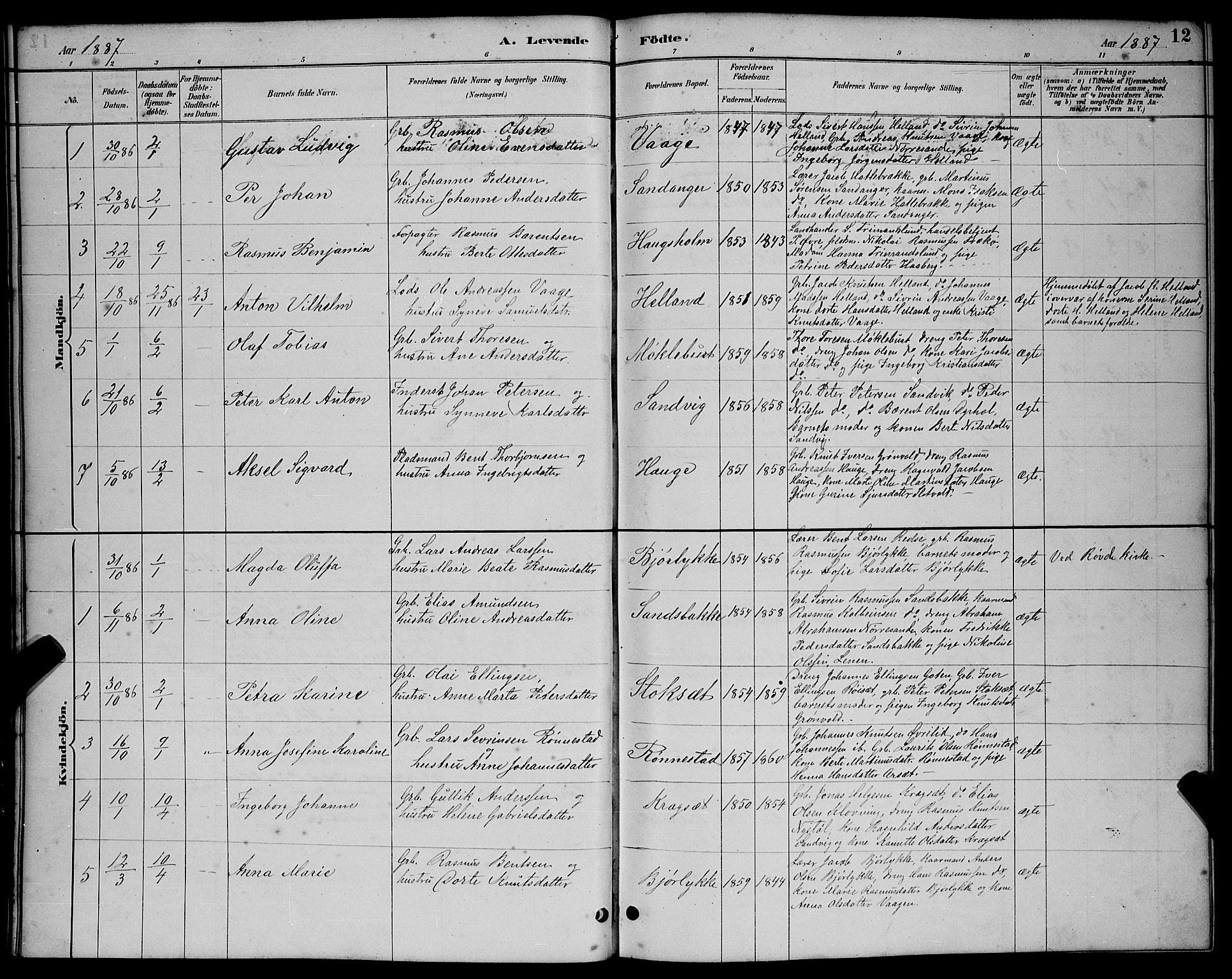 Ministerialprotokoller, klokkerbøker og fødselsregistre - Møre og Romsdal, AV/SAT-A-1454/503/L0048: Klokkerbok nr. 503C03, 1885-1893, s. 12