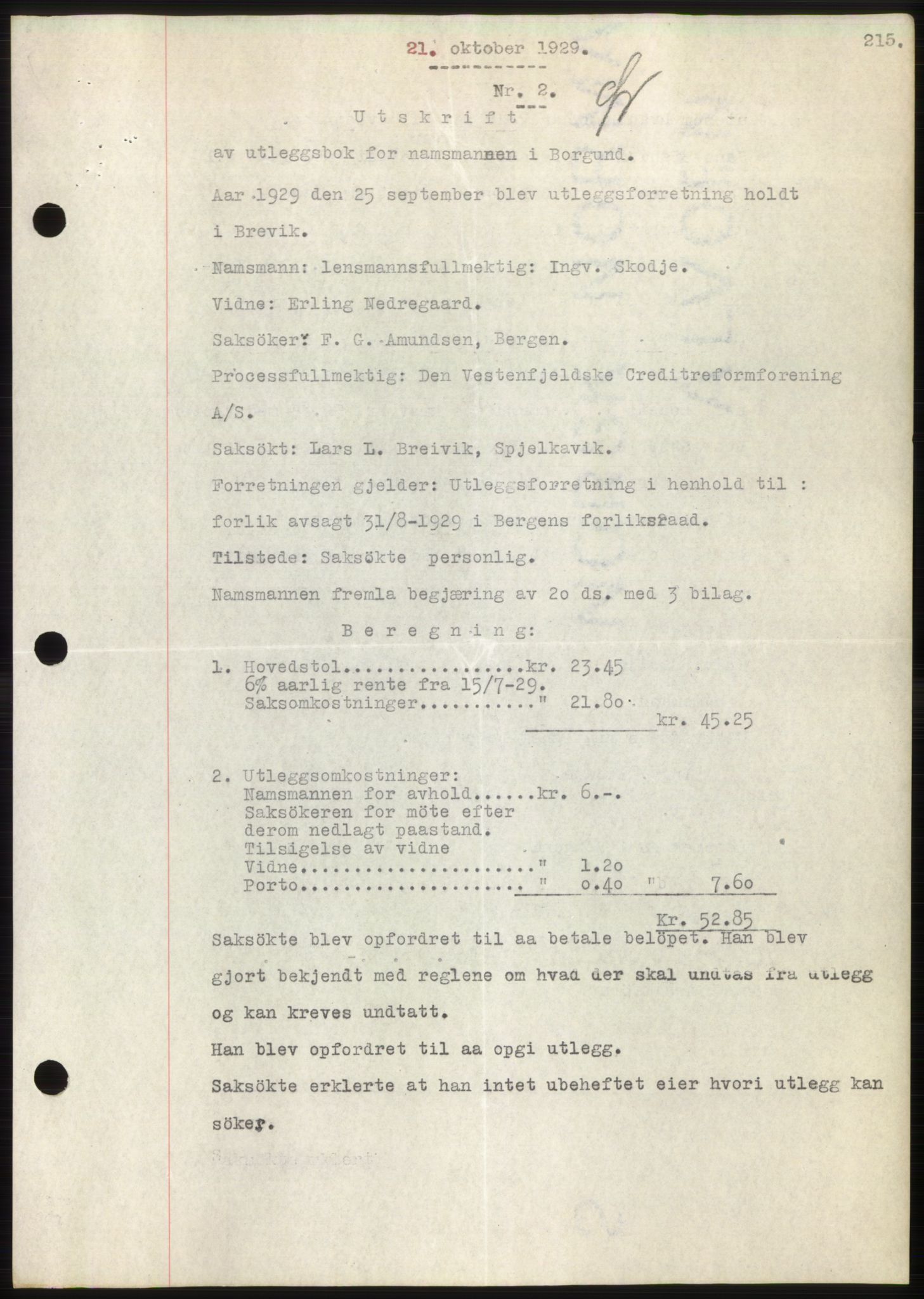 Nordre Sunnmøre sorenskriveri, SAT/A-0006/1/2/2C/2Ca/L0044: Pantebok nr. 44, 1929-1930, Tingl.dato: 21.10.1929