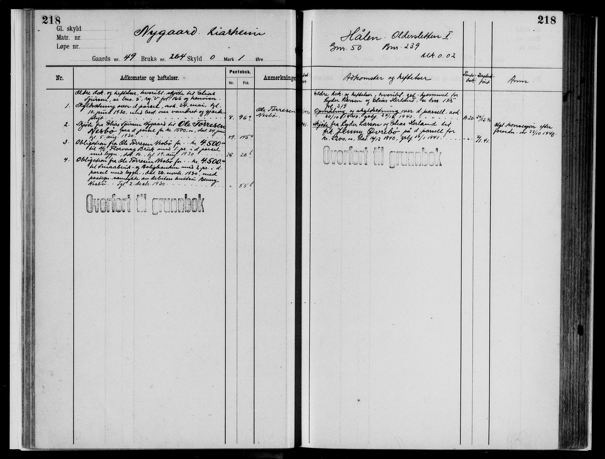 Midhordland sorenskriveri, AV/SAB-A-3001/1/G/Ga/Gab/L0112: Panteregister nr. II.A.b.112, s. 218