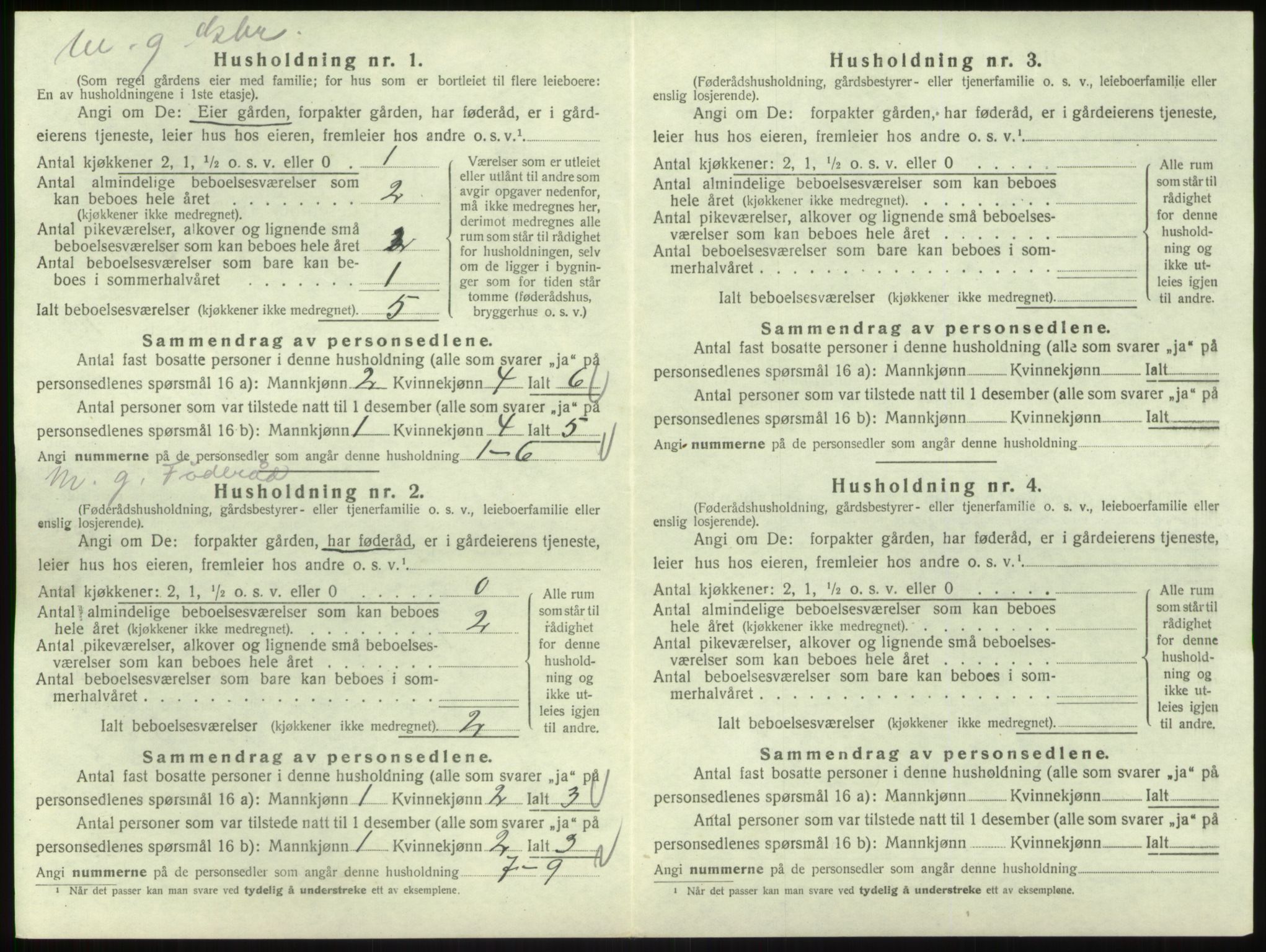 SAB, Folketelling 1920 for 1413 Hyllestad herred, 1920, s. 609