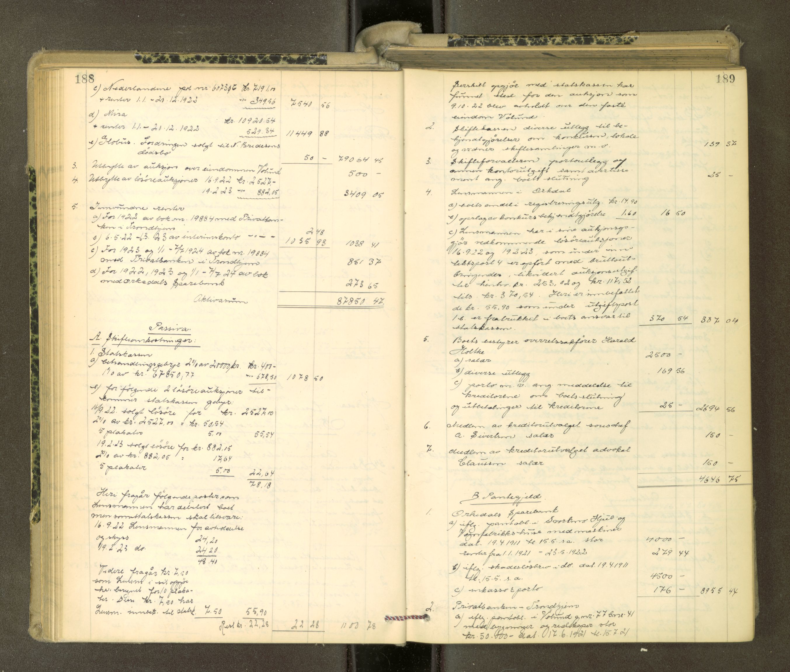 Orkdal sorenskriveri, AV/SAT-A-4169/1/3/3Aa/L0017: Skifteprotokoller, 1921-1929, s. 188-189