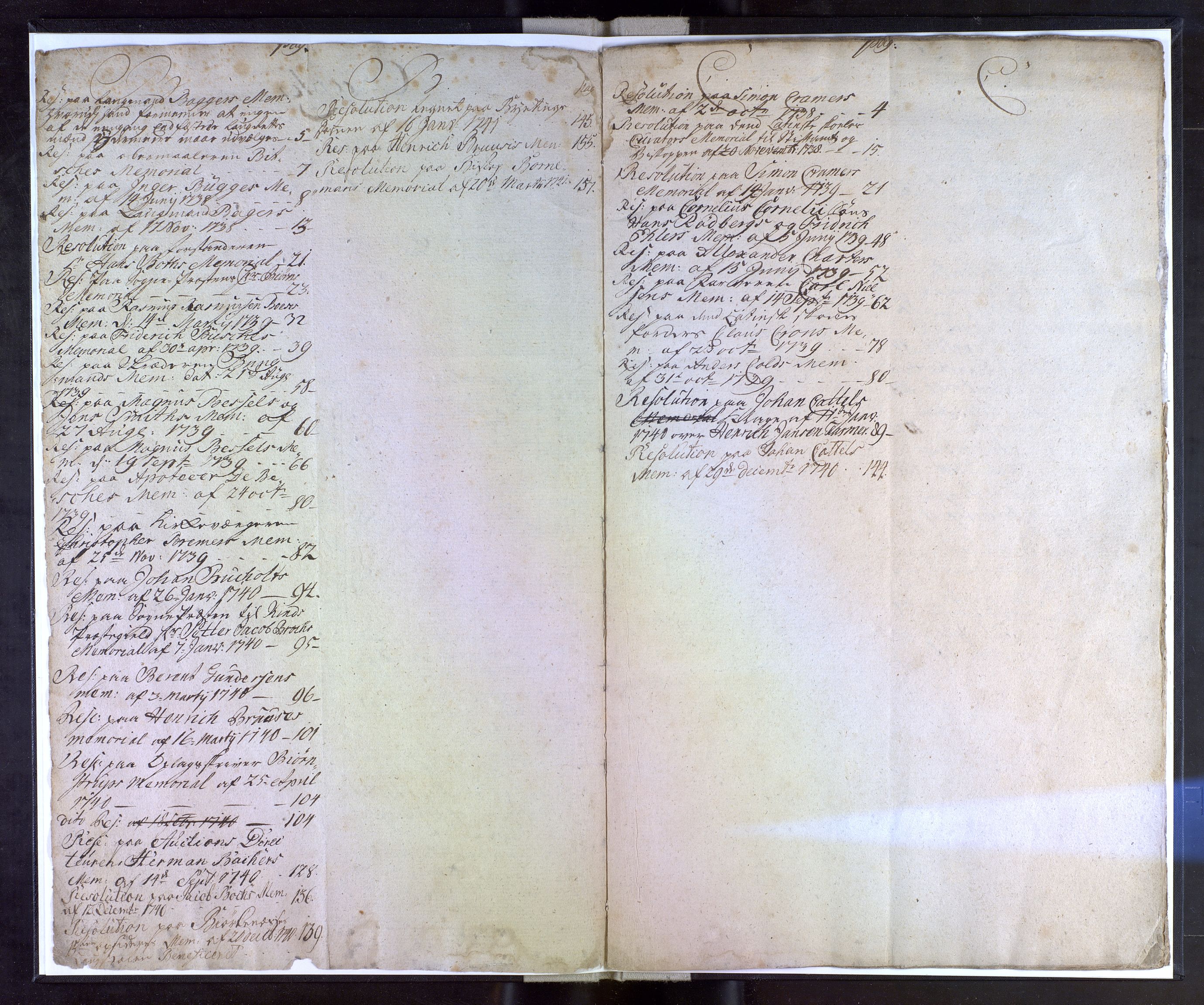 Stiftamtmannen i Bergen, AV/SAB-A-100006/A/Aa/L0026: Lnr. 19c: Resolusjonsbok, 1738-1741