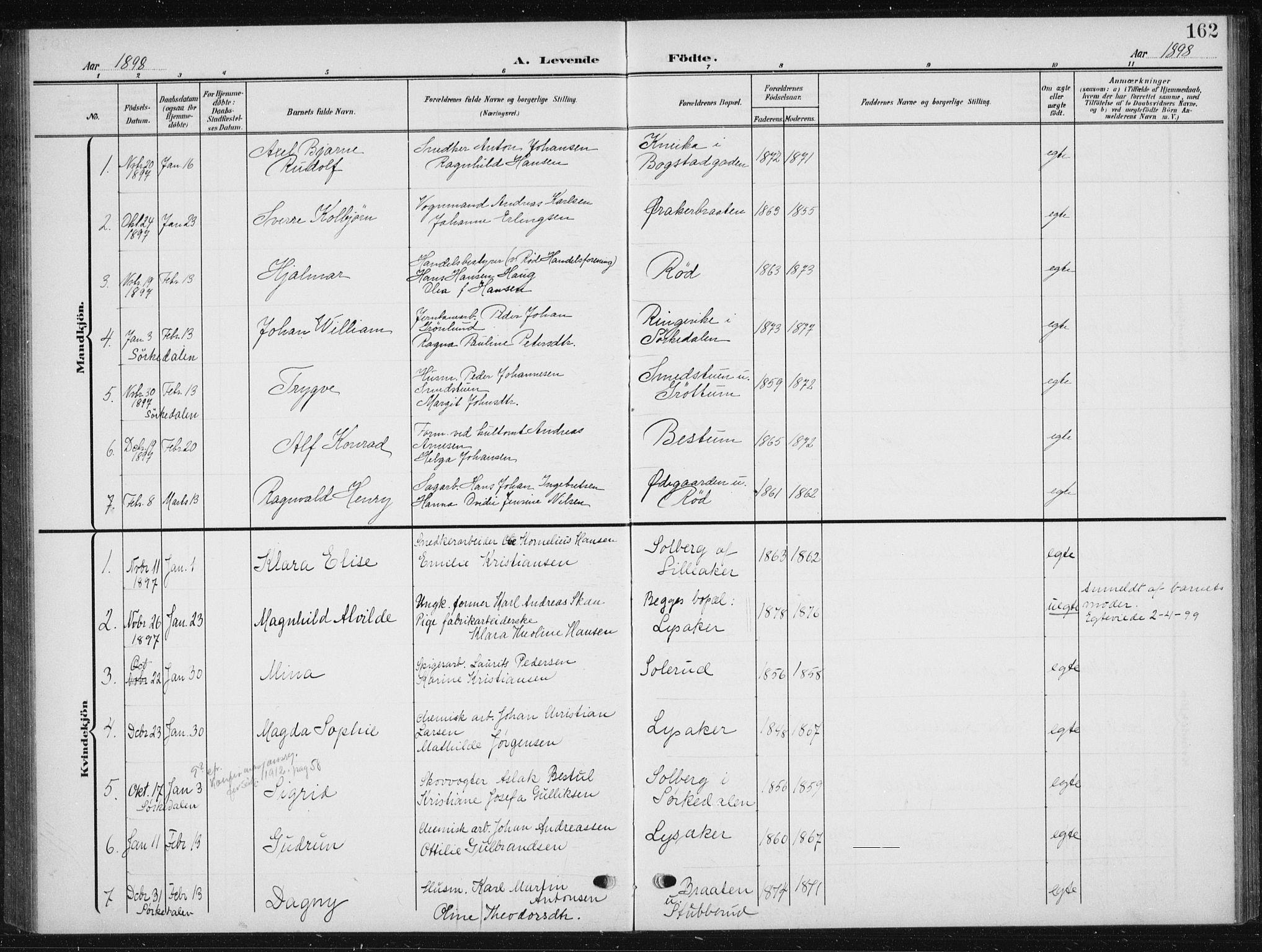 Vestre Aker prestekontor Kirkebøker, AV/SAO-A-10025/F/Fb/L0001: Ministerialbok nr. II 1, 1880-1906, s. 162