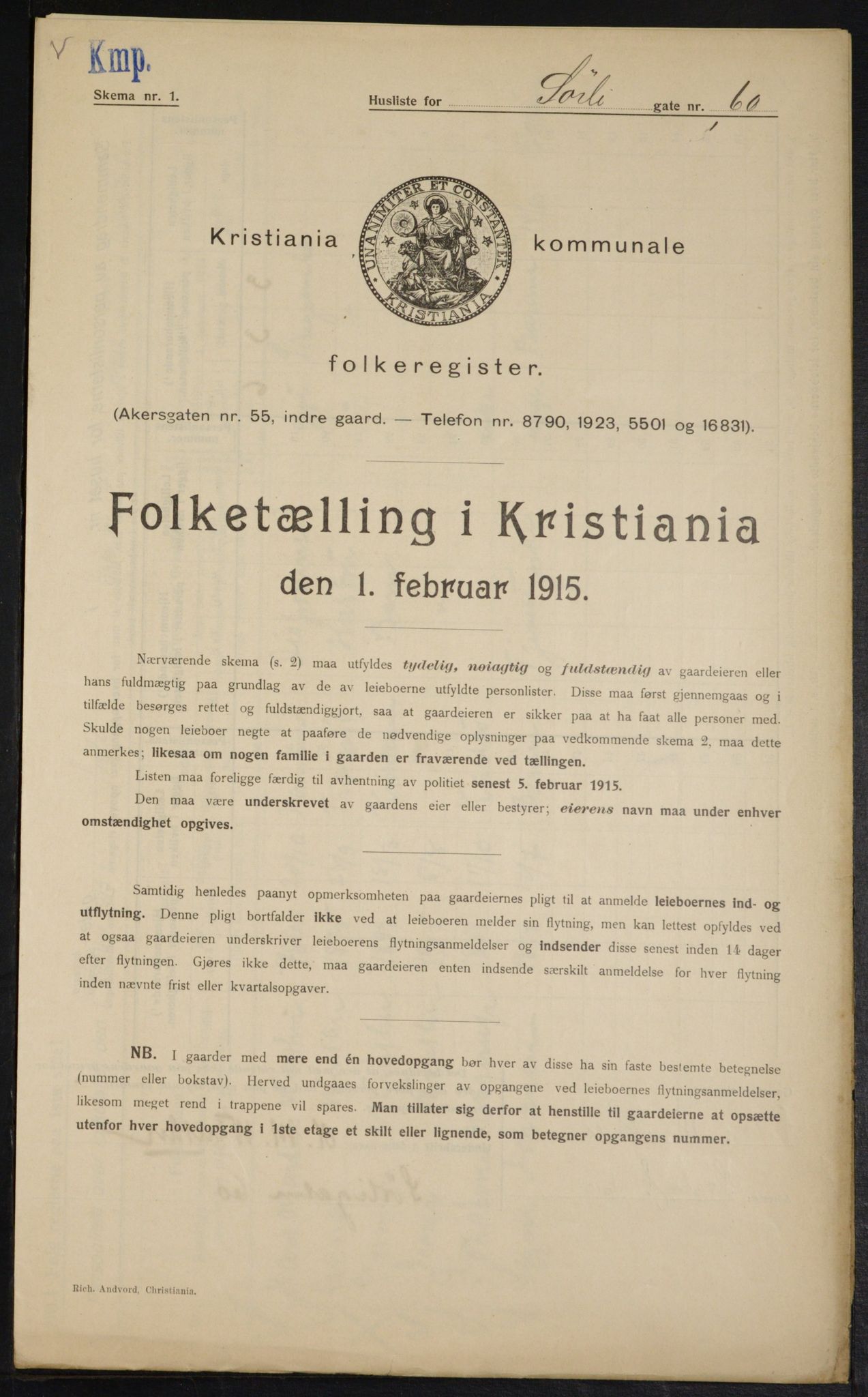 OBA, Kommunal folketelling 1.2.1915 for Kristiania, 1915, s. 107158