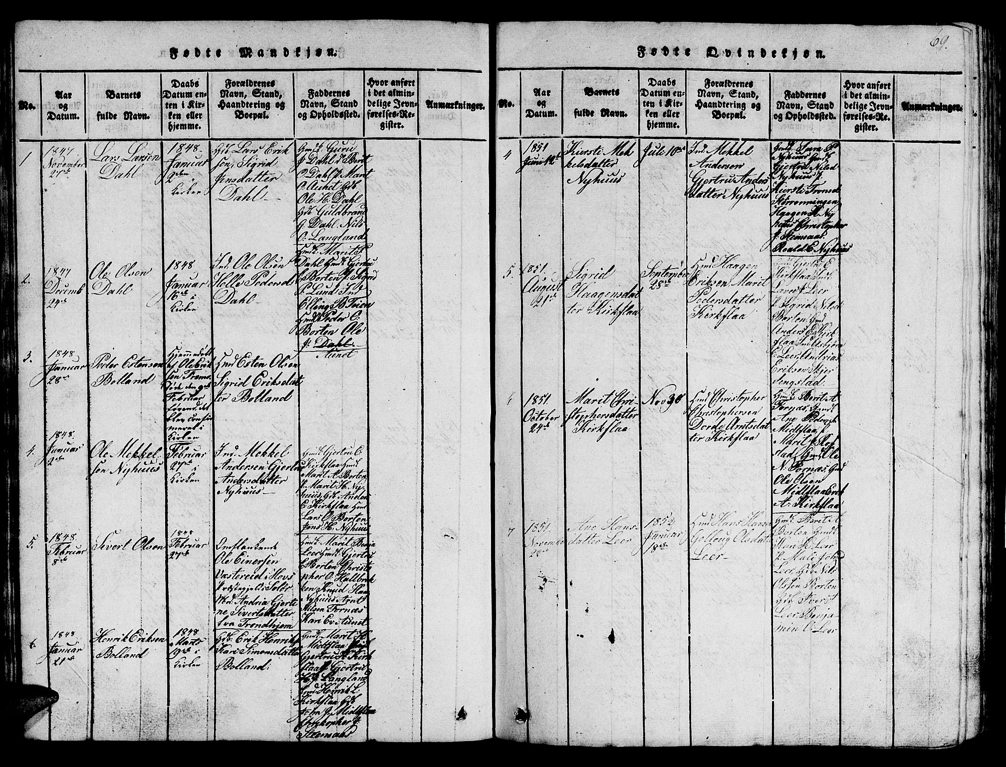 Ministerialprotokoller, klokkerbøker og fødselsregistre - Sør-Trøndelag, AV/SAT-A-1456/693/L1121: Klokkerbok nr. 693C02, 1816-1869, s. 69