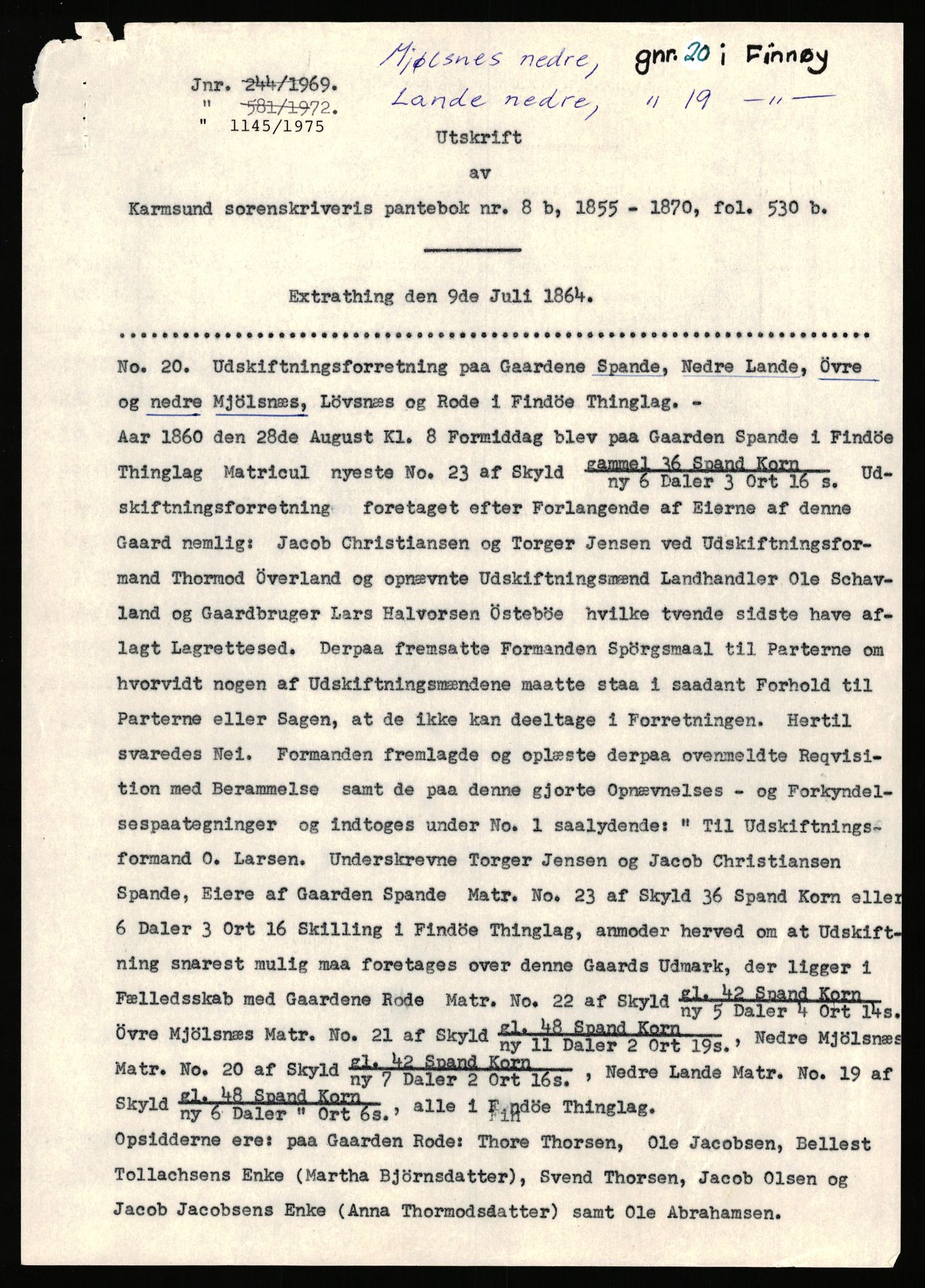 Statsarkivet i Stavanger, AV/SAST-A-101971/03/Y/Yj/L0051: Avskrifter sortert etter gårdsnavn: Kvål - Landsnes, 1750-1930, s. 405