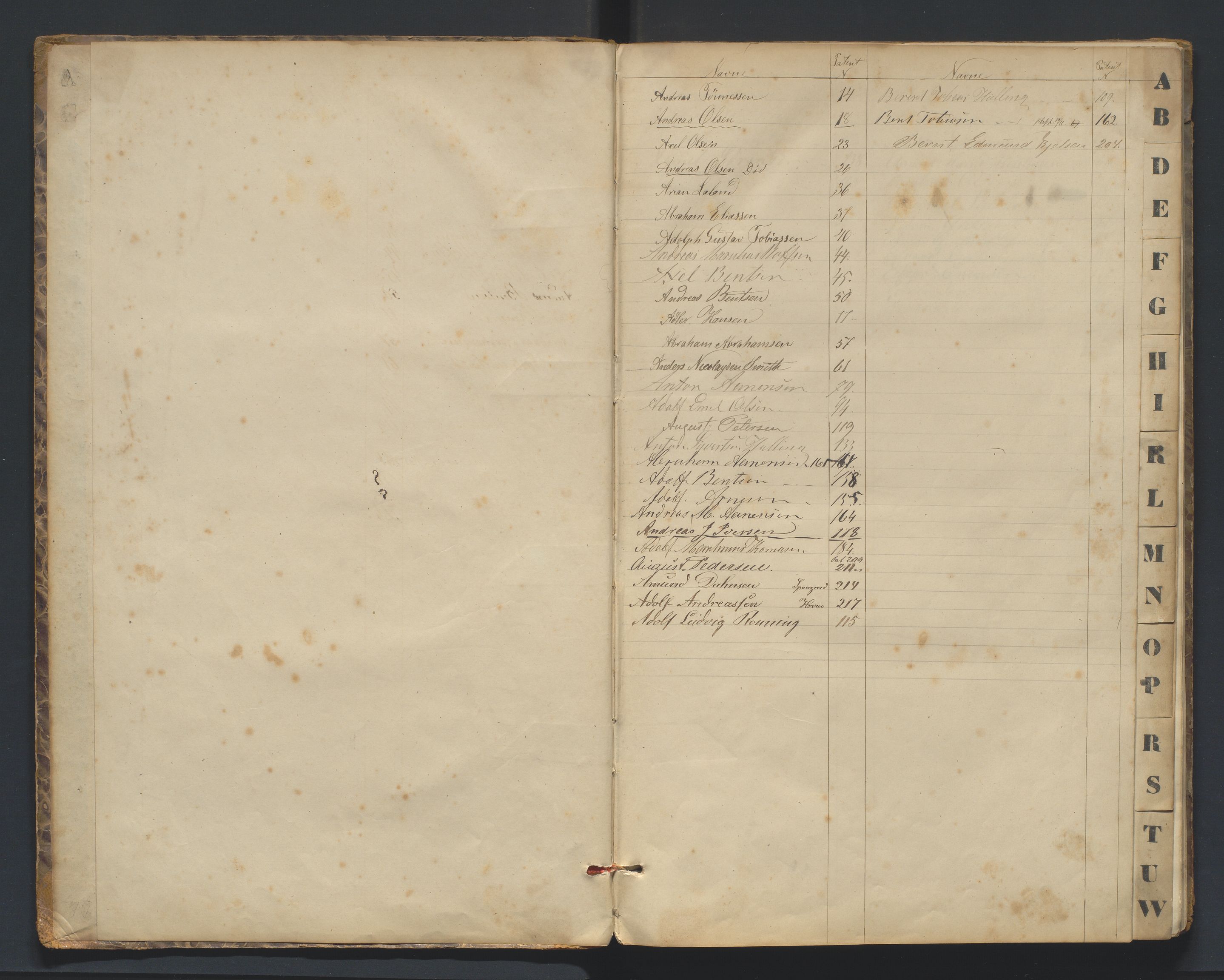 Mandal mønstringskrets, AV/SAK-2031-0016/F/Fc/L0001: Skipper- og styrmannsrulle nr 1-219, med register, L-17, 1860-1869