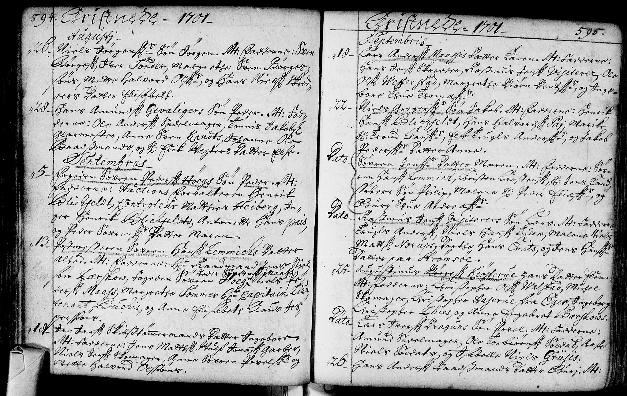 Bragernes kirkebøker, SAKO/A-6/F/Fa/L0002: Ministerialbok nr. I 2, 1680-1705, s. 594-595