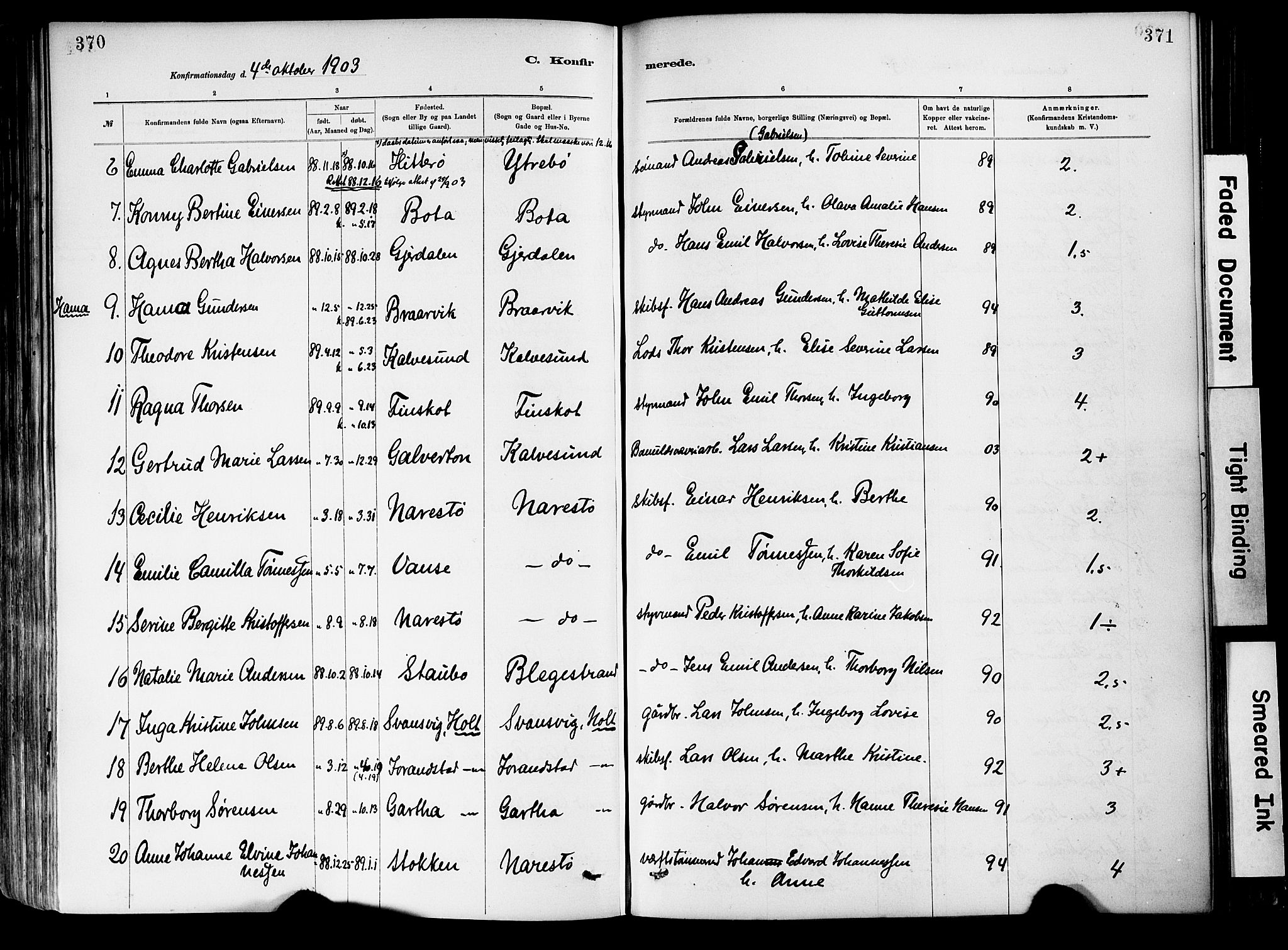 Dypvåg sokneprestkontor, AV/SAK-1111-0007/F/Fa/Fab/L0001: Ministerialbok nr. A 1, 1885-1912, s. 370-371