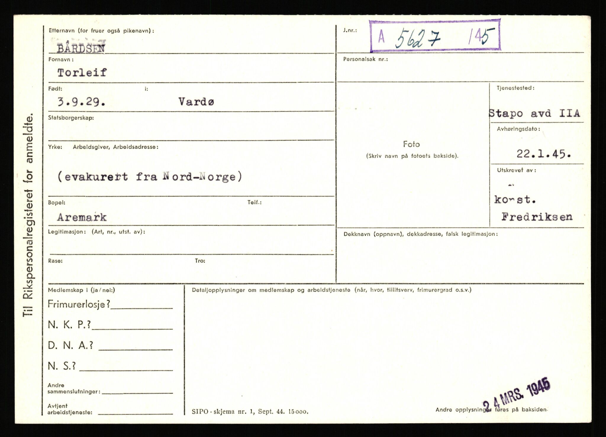 Statspolitiet - Hovedkontoret / Osloavdelingen, AV/RA-S-1329/C/Ca/L0002: Arneberg - Brand, 1943-1945, s. 873