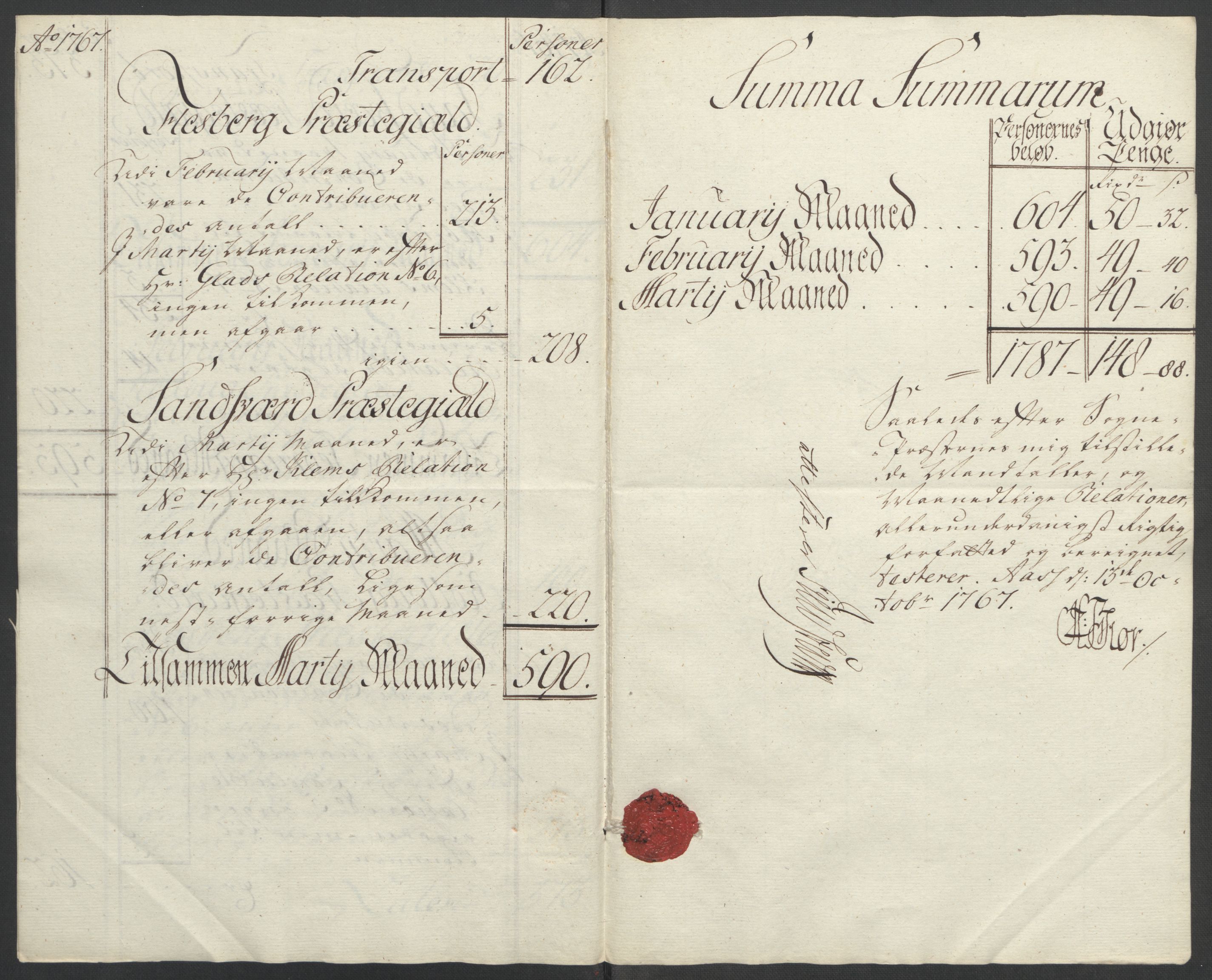 Rentekammeret inntil 1814, Reviderte regnskaper, Fogderegnskap, AV/RA-EA-4092/R24/L1672: Ekstraskatten Numedal og Sandsvær, 1762-1767, s. 331