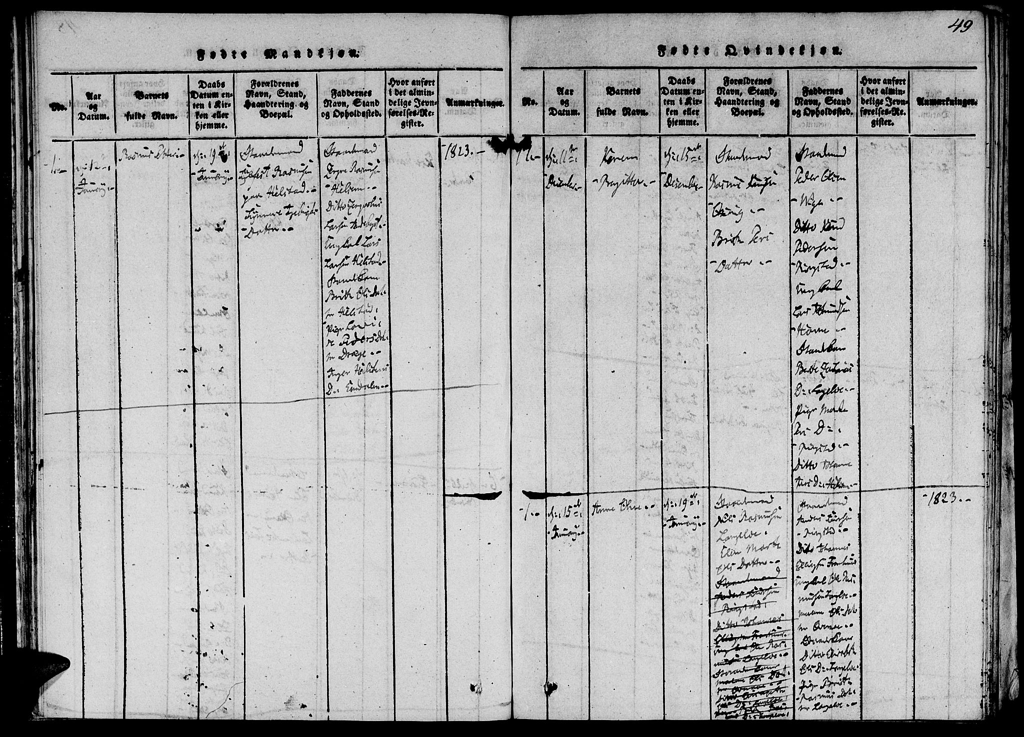 Ministerialprotokoller, klokkerbøker og fødselsregistre - Møre og Romsdal, AV/SAT-A-1454/520/L0273: Ministerialbok nr. 520A03, 1817-1826, s. 49