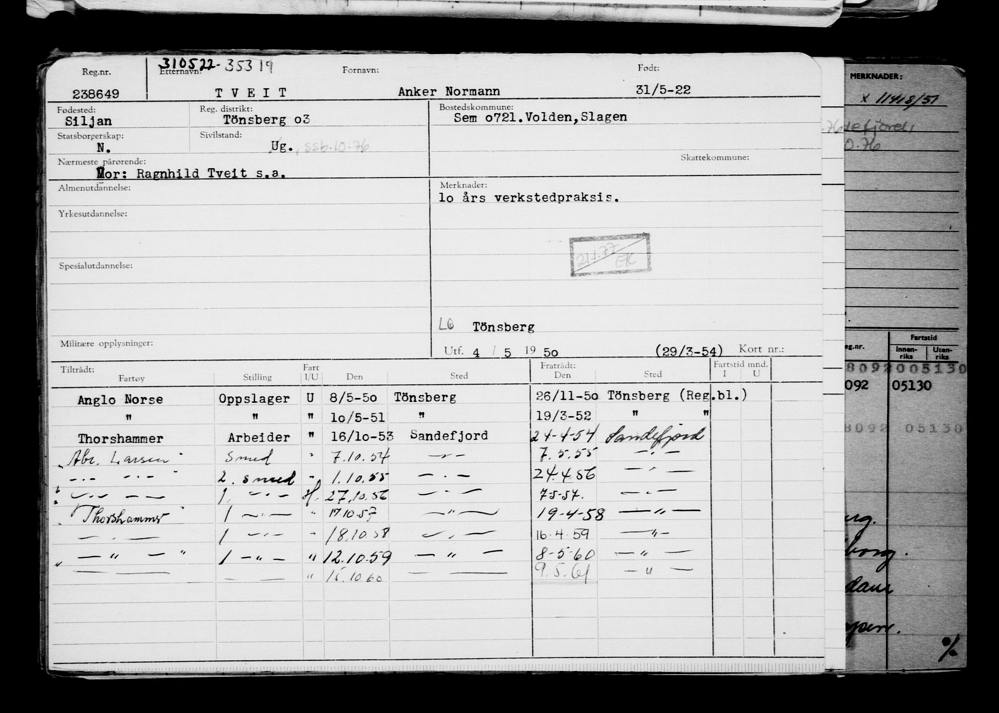 Direktoratet for sjømenn, AV/RA-S-3545/G/Gb/L0207: Hovedkort, 1922, s. 151