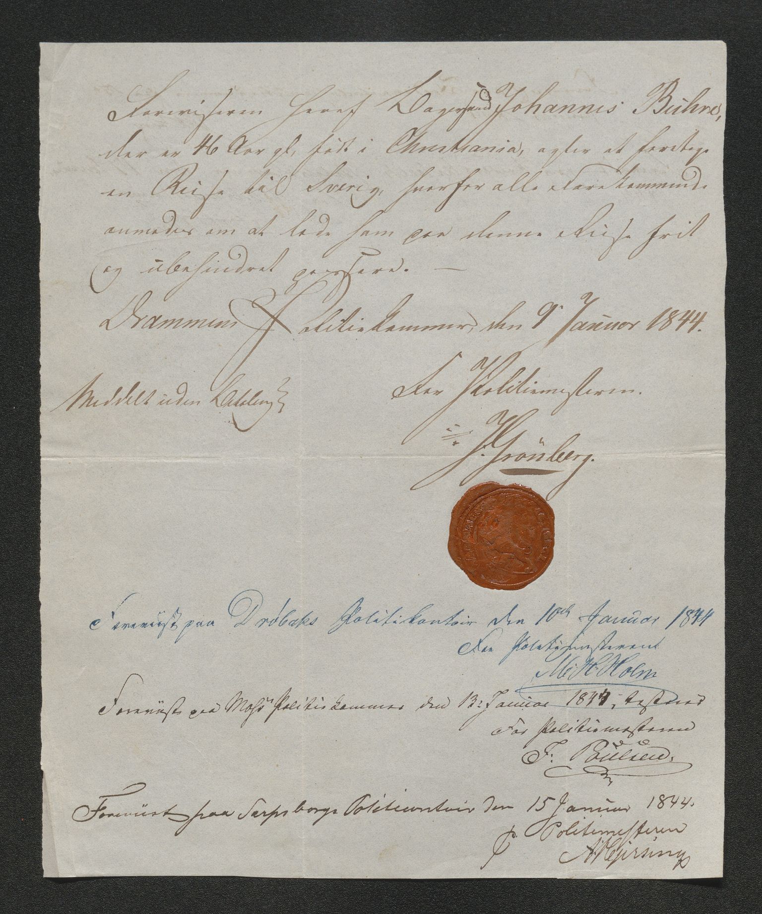 Drammen politikammer, SAKO/A-623/I/Ia/Iab/L0007: Innleverte pass, 1843-1844, s. 480