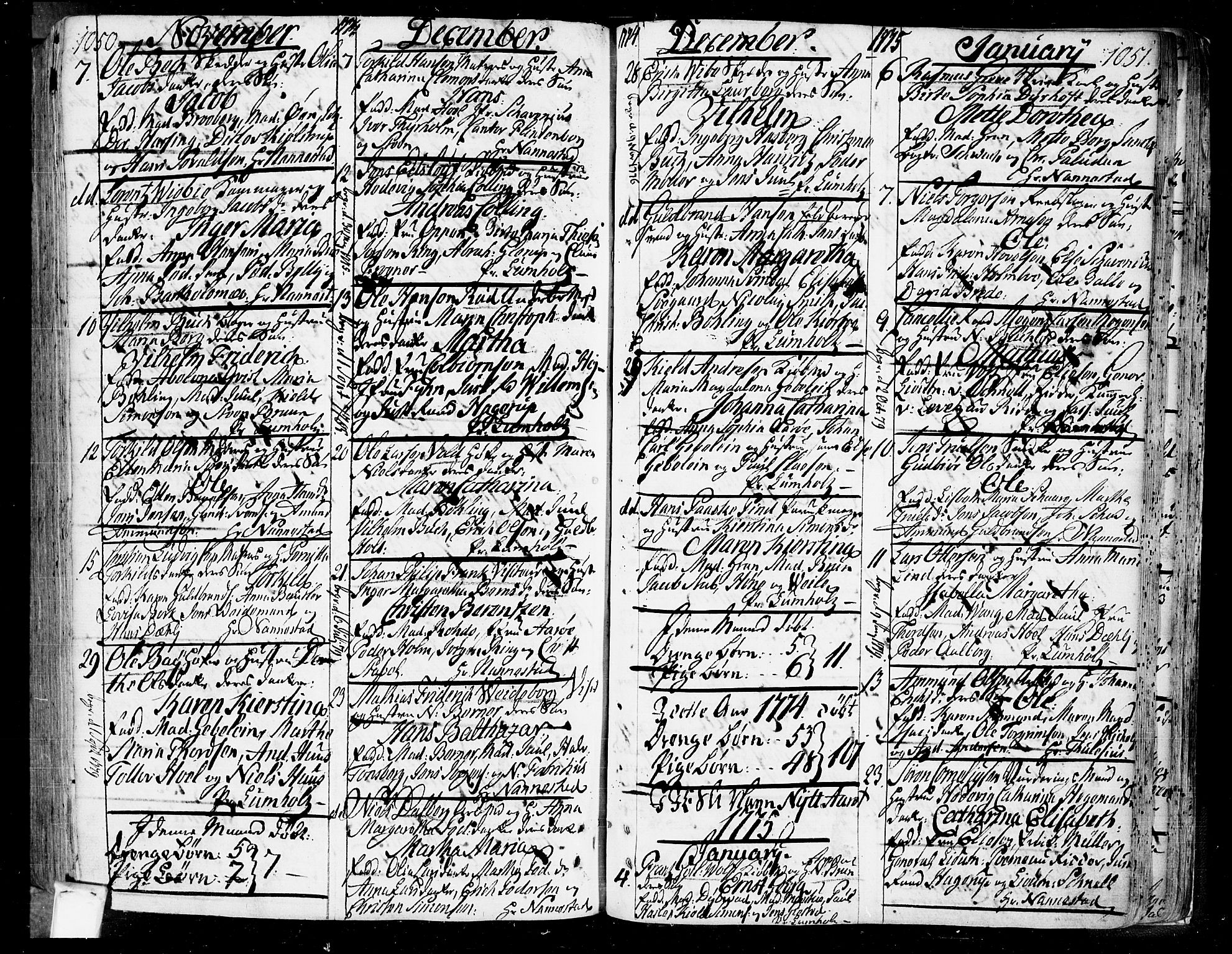 Oslo domkirke Kirkebøker, SAO/A-10752/F/Fa/L0004: Ministerialbok nr. 4, 1743-1786, s. 1050-1051