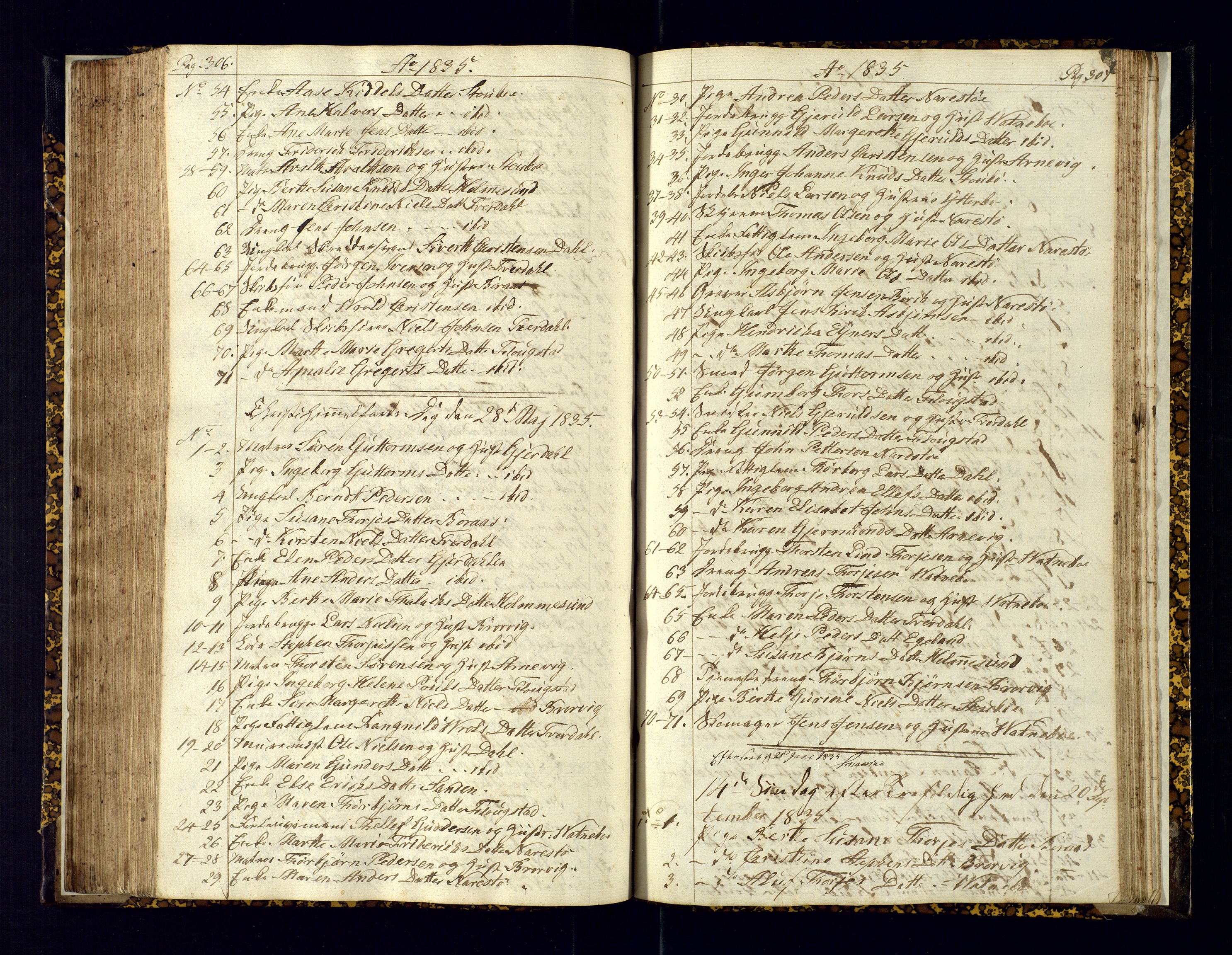 Dypvåg sokneprestkontor, AV/SAK-1111-0007/F/Fc/Fcb/L0001: Kommunikantprotokoll nr. C-1, 1813-1840, s. 306-307