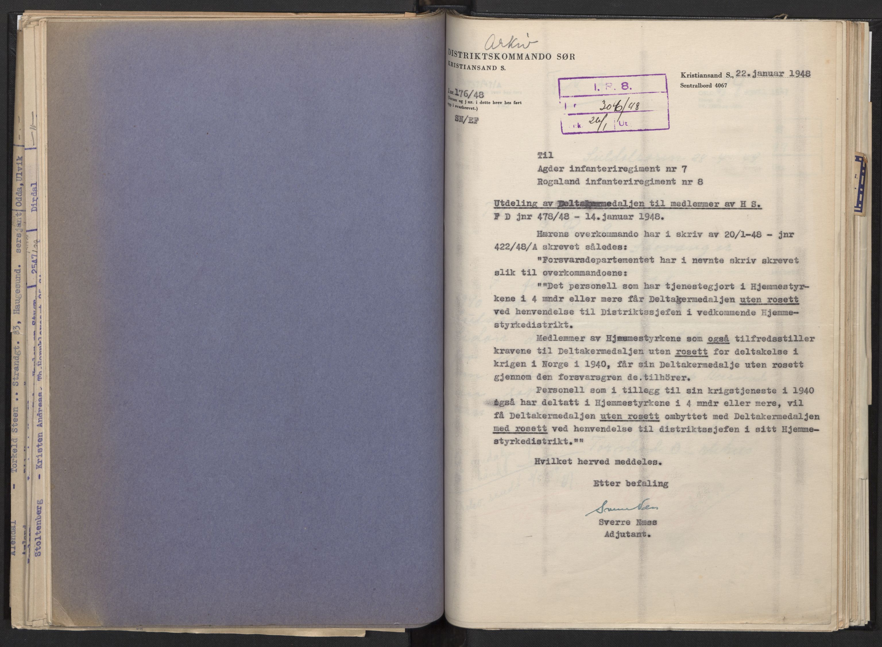 Forsvaret, Rogaland infanteriregiment nr. 8, AV/RA-RAFA-3374/D/Dc/L0005: Saksarkiv nr. 532, 1946, s. 98