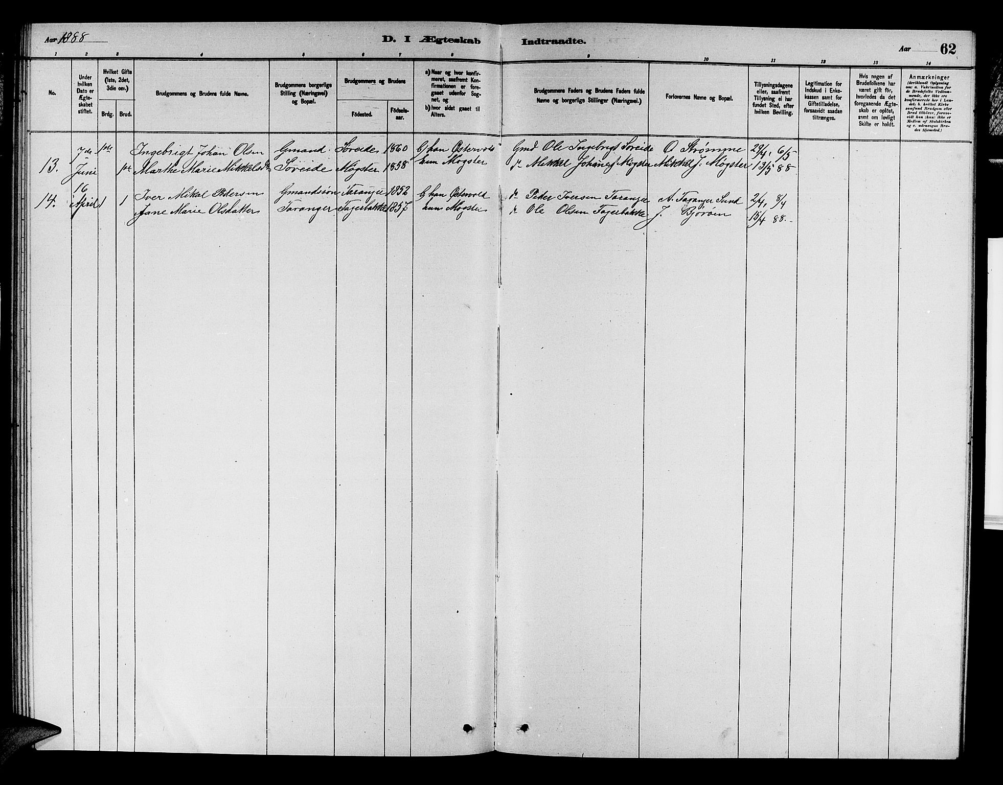 Austevoll sokneprestembete, AV/SAB-A-74201/H/Ha/Hab/Haba/L0002: Klokkerbok nr. A 2, 1880-1888, s. 62