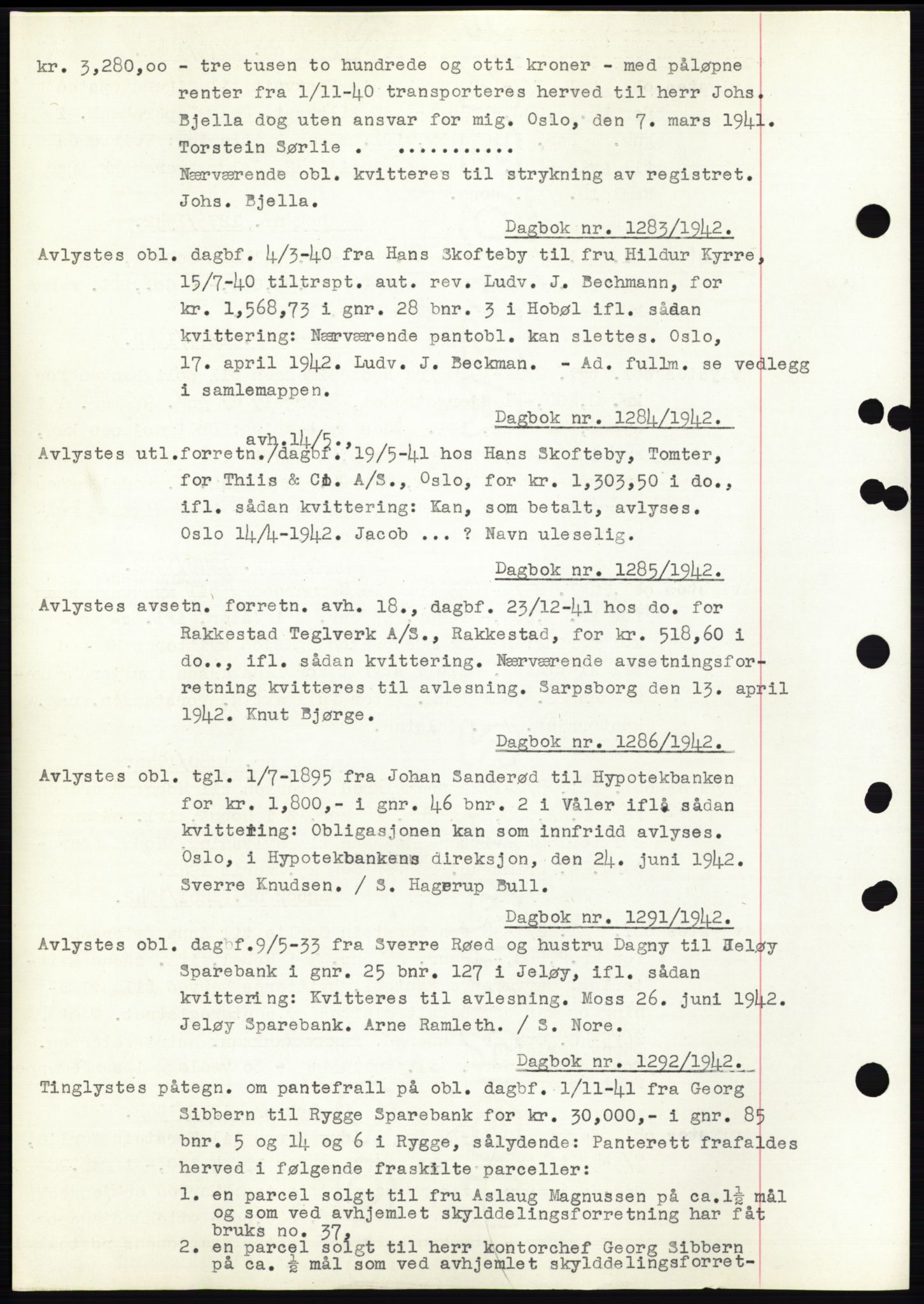 Moss sorenskriveri, SAO/A-10168: Pantebok nr. C10, 1938-1950, Dagboknr: 1283/1942