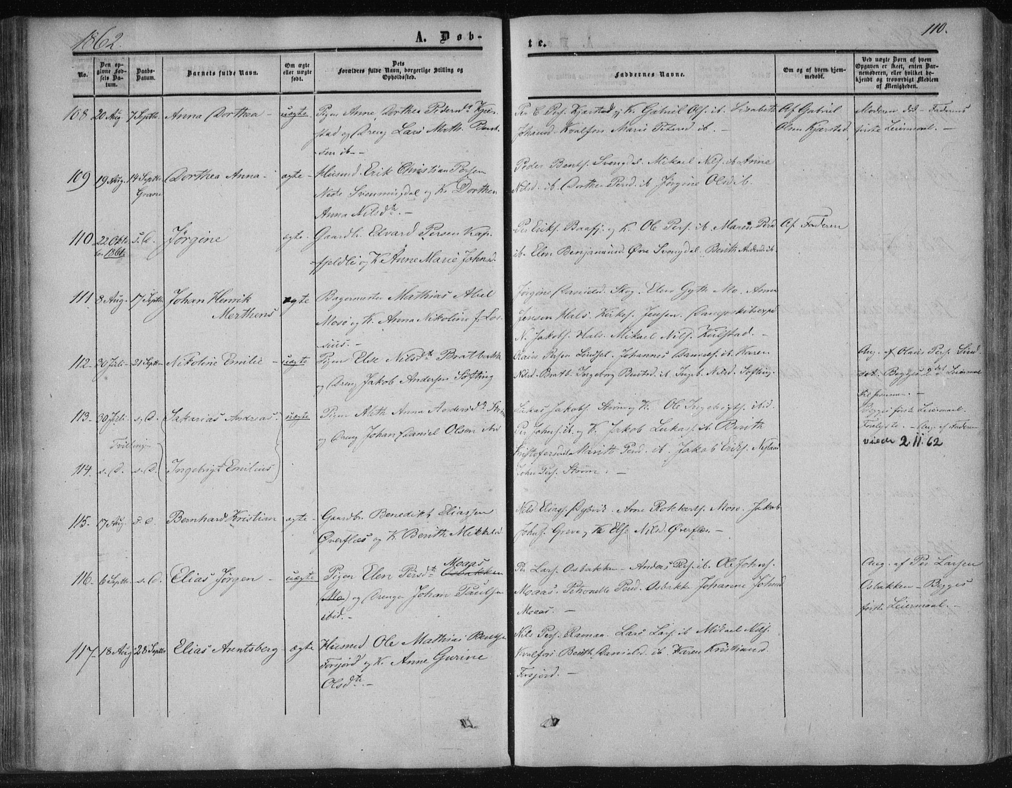 Ministerialprotokoller, klokkerbøker og fødselsregistre - Nordland, AV/SAT-A-1459/820/L0293: Ministerialbok nr. 820A14, 1855-1865, s. 110