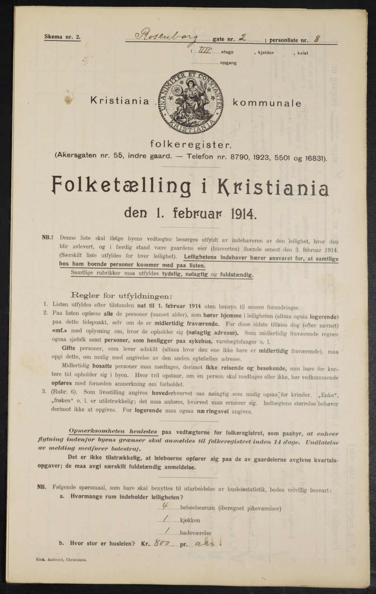 OBA, Kommunal folketelling 1.2.1914 for Kristiania, 1914, s. 83304