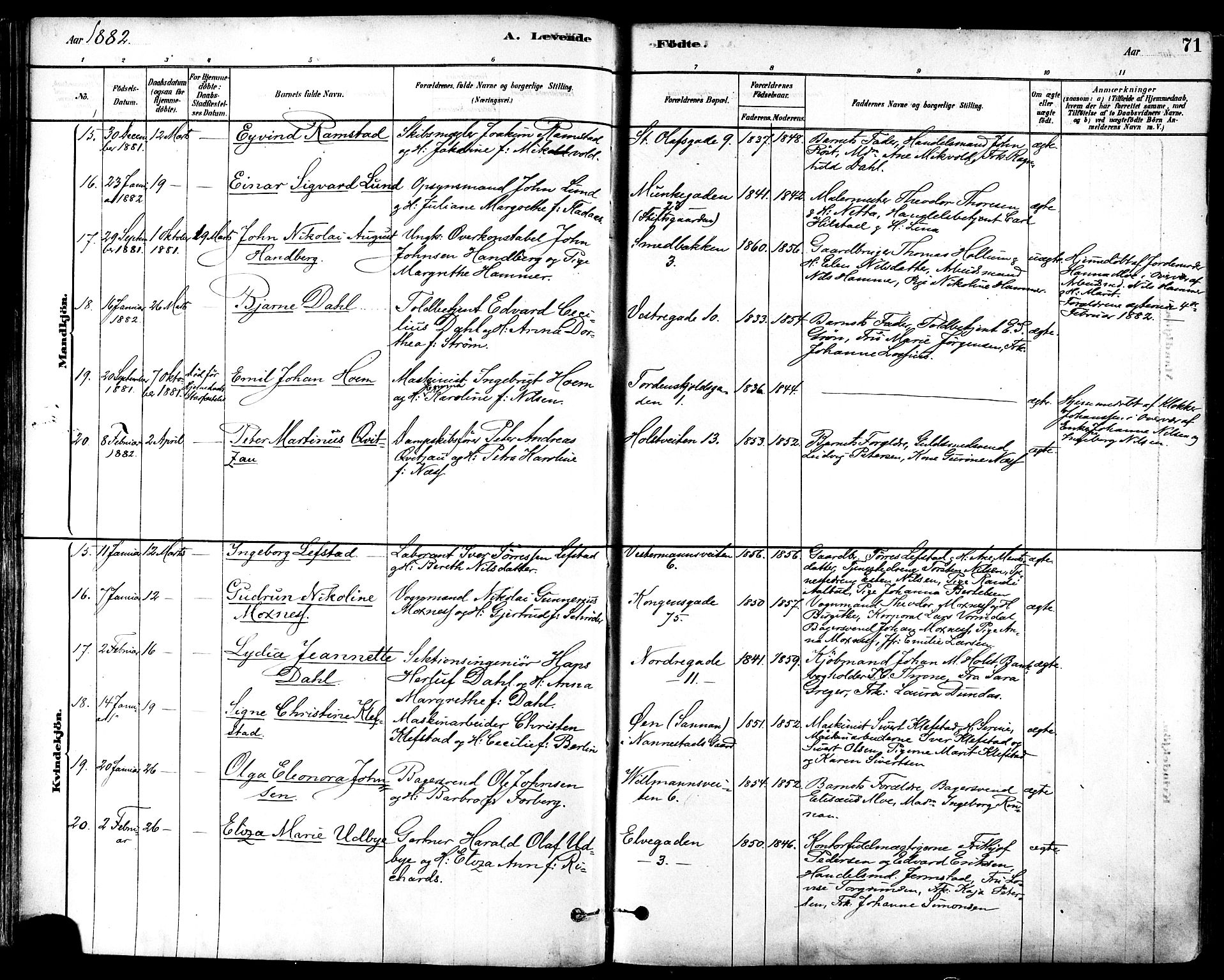 Ministerialprotokoller, klokkerbøker og fødselsregistre - Sør-Trøndelag, SAT/A-1456/601/L0057: Ministerialbok nr. 601A25, 1877-1891, s. 71